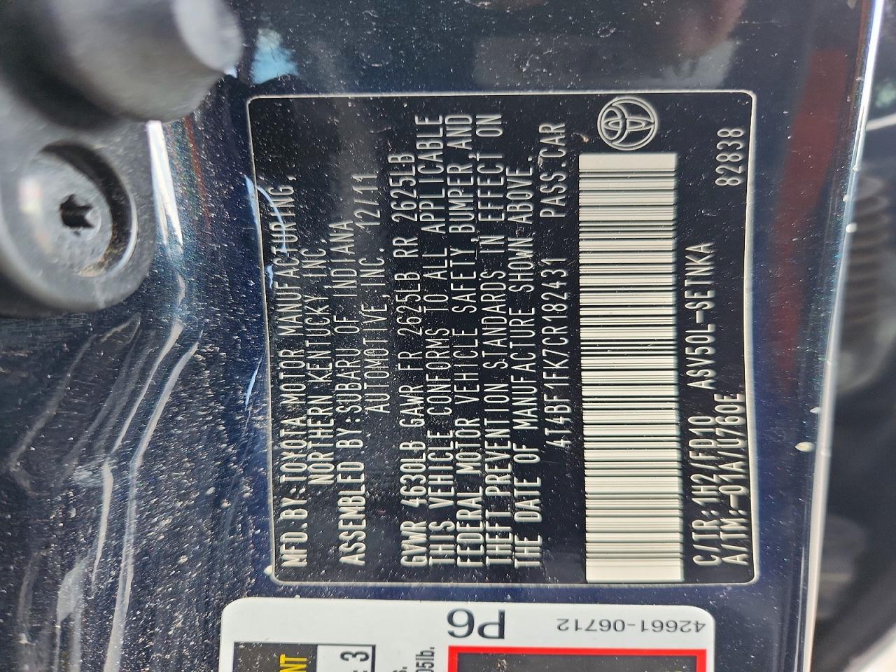 2012 Toyota Camry Le Blue vin: 4T4BF1FK7CR182431