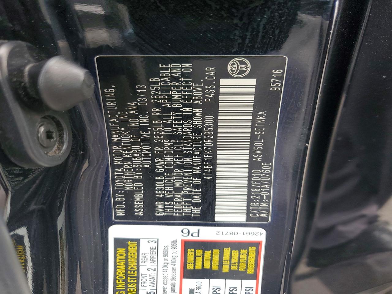 2013 Toyota Camry Le Black vin: 4T4BF1FK7DR295300