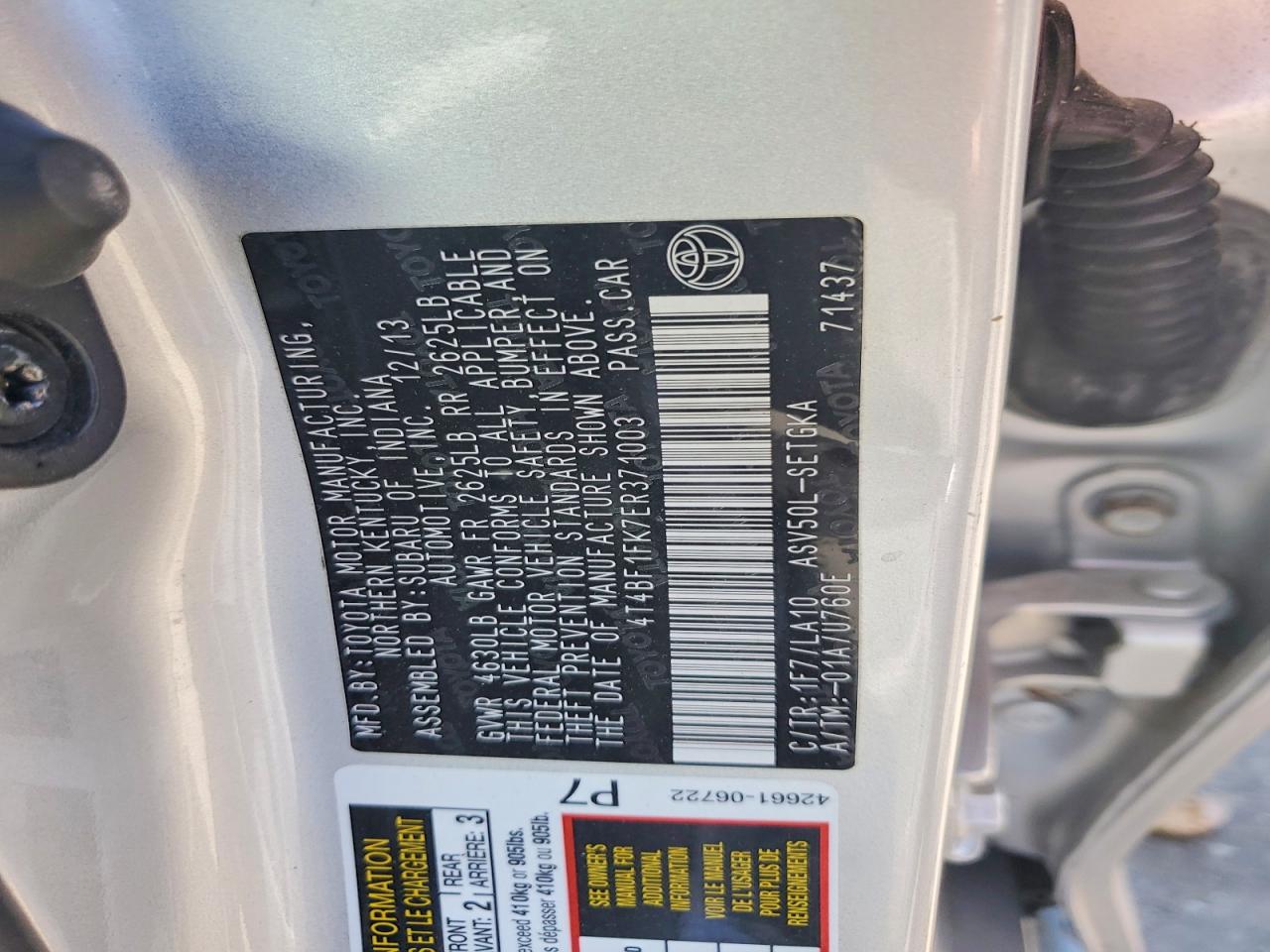 2014 Toyota Camry Xle Silver vin: 4T4BF1FK7ER371003