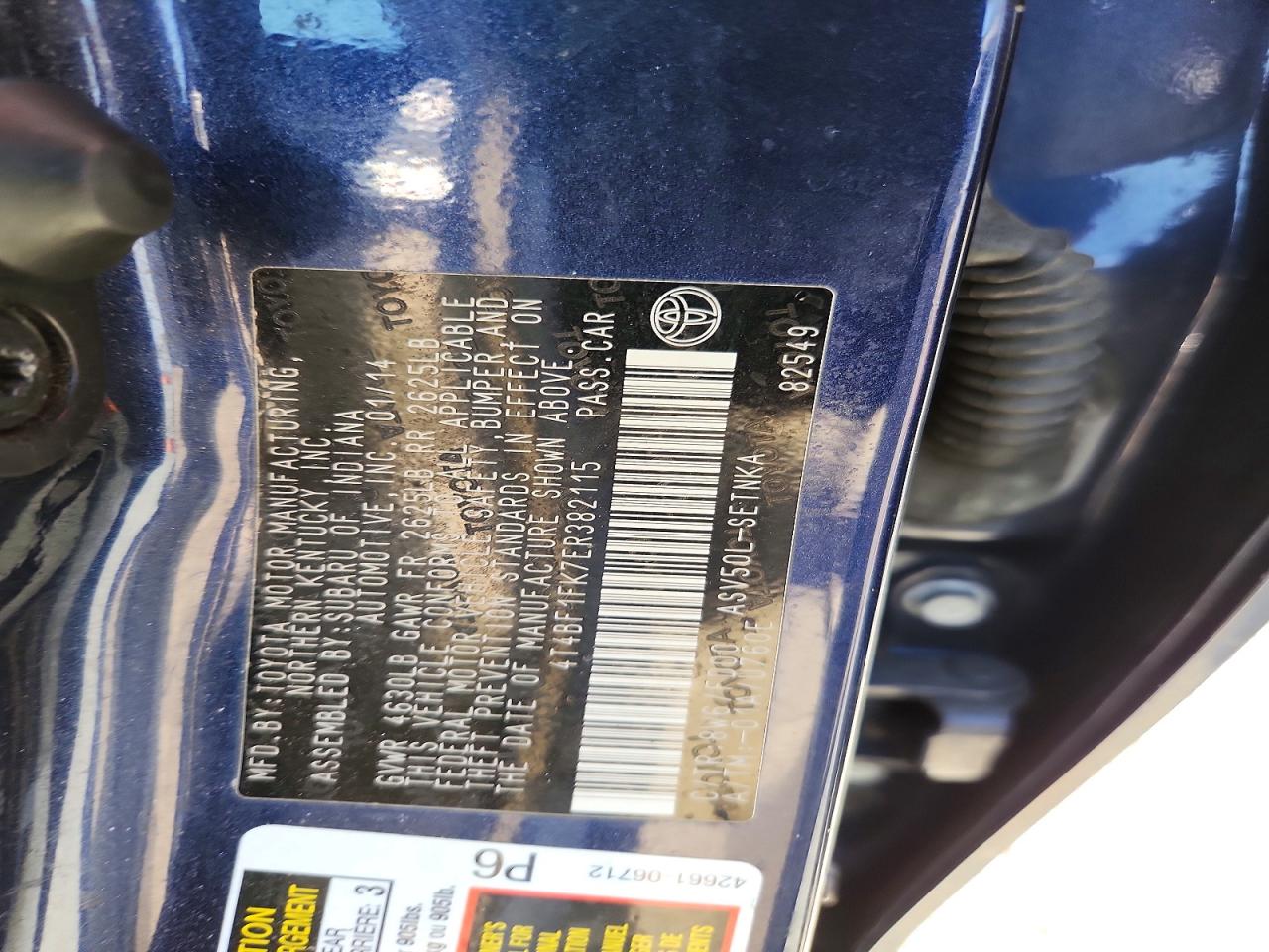2014 Toyota Camry Le Blue vin: 4T4BF1FK7ER382115