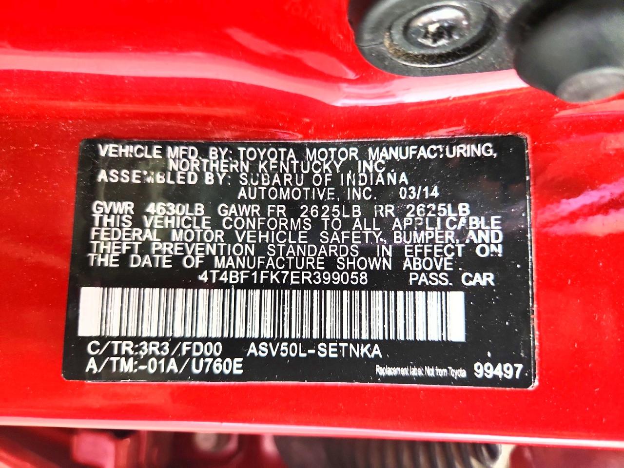 2014 Toyota Camry Le Красный vin: 4T4BF1FK7ER399058
