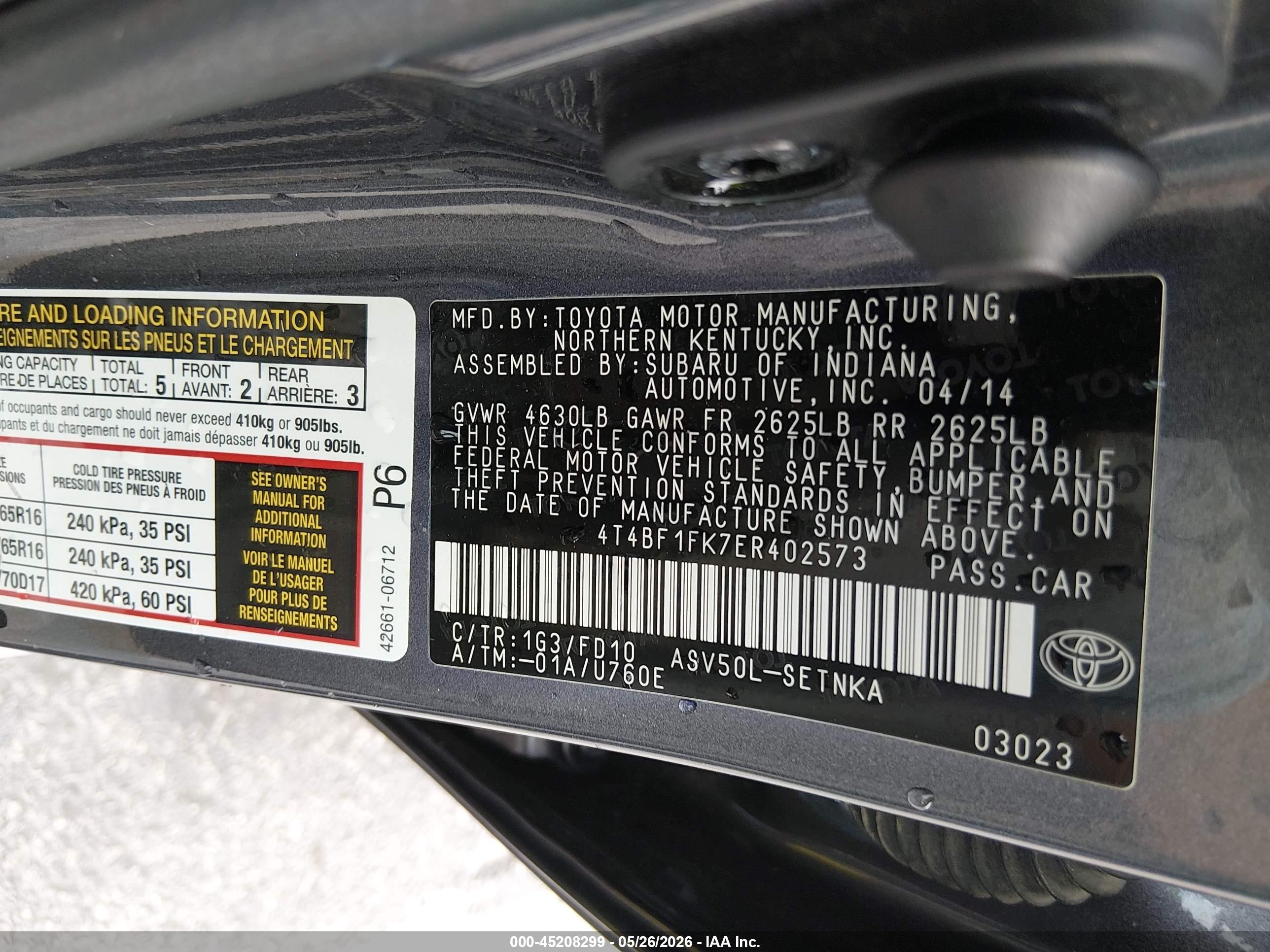 2014 Toyota Camry Le Gray vin: 4T4BF1FK7ER402573