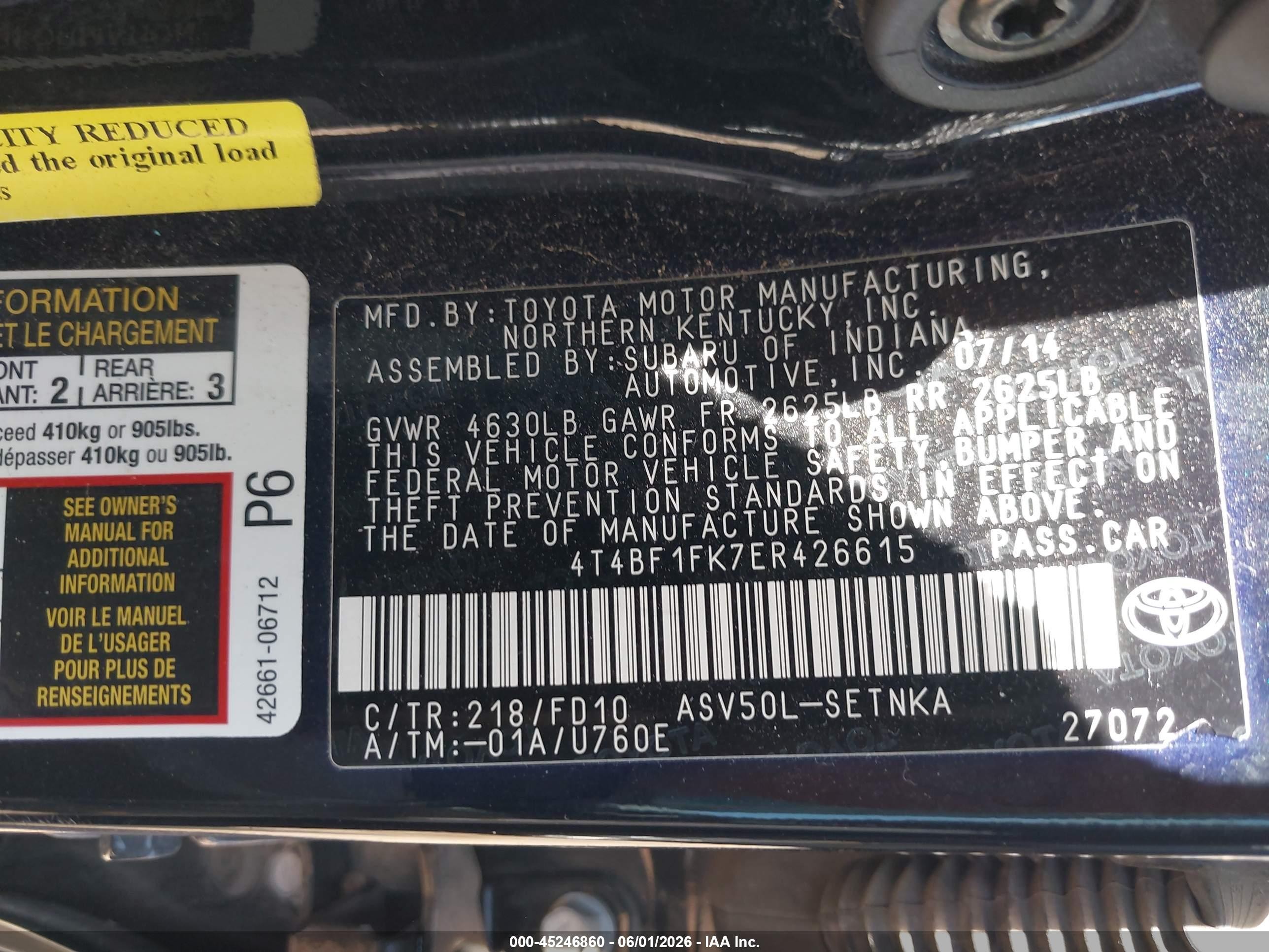 2014 Toyota Camry Le Black vin: 4T4BF1FK7ER426615