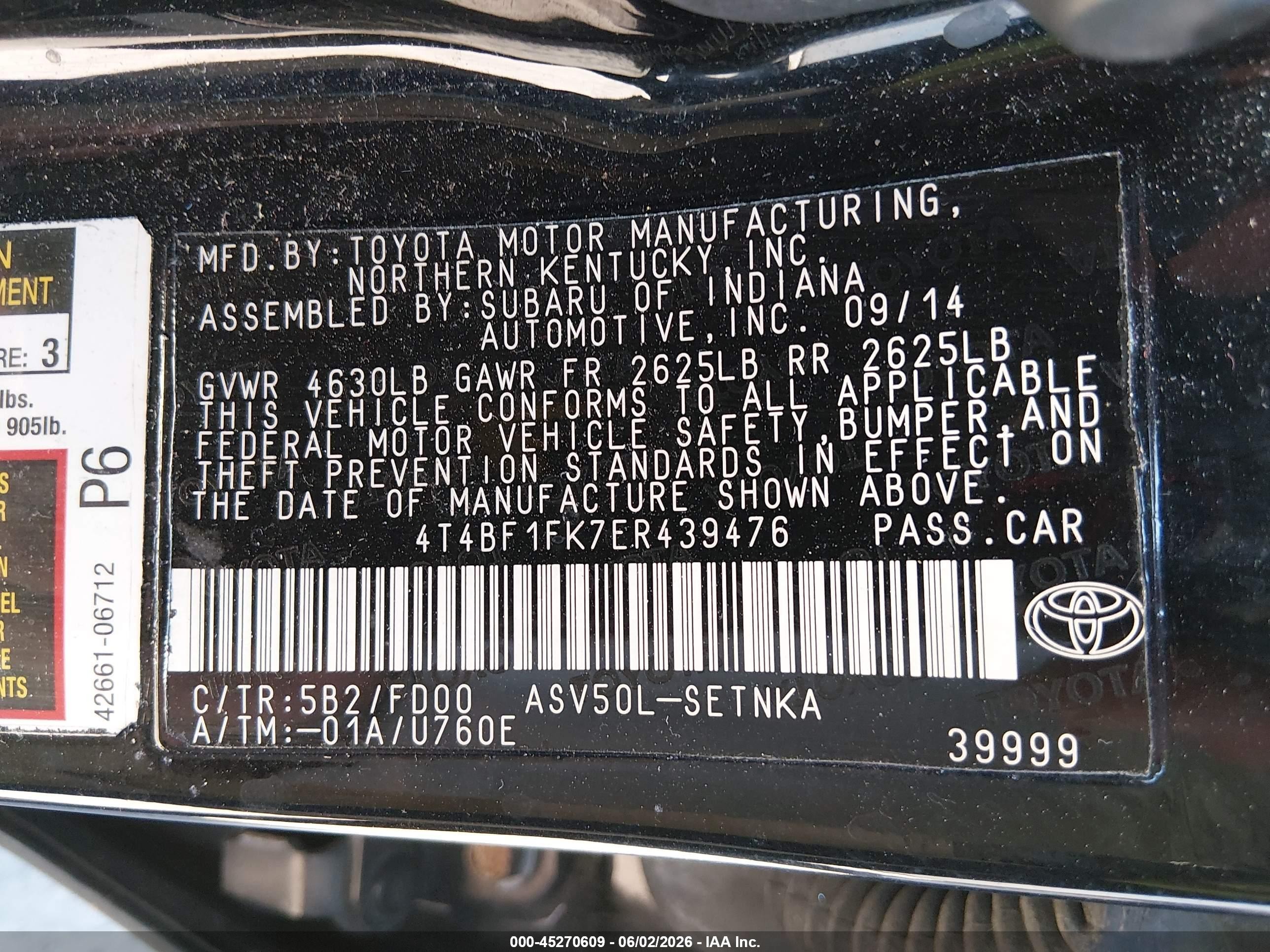 2014 Toyota Camry Le Черный vin: 4T4BF1FK7ER439476
