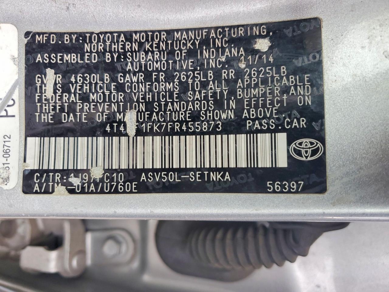 2015 Toyota Camry Le Two Tone vin: 4T4BF1FK7FR455873