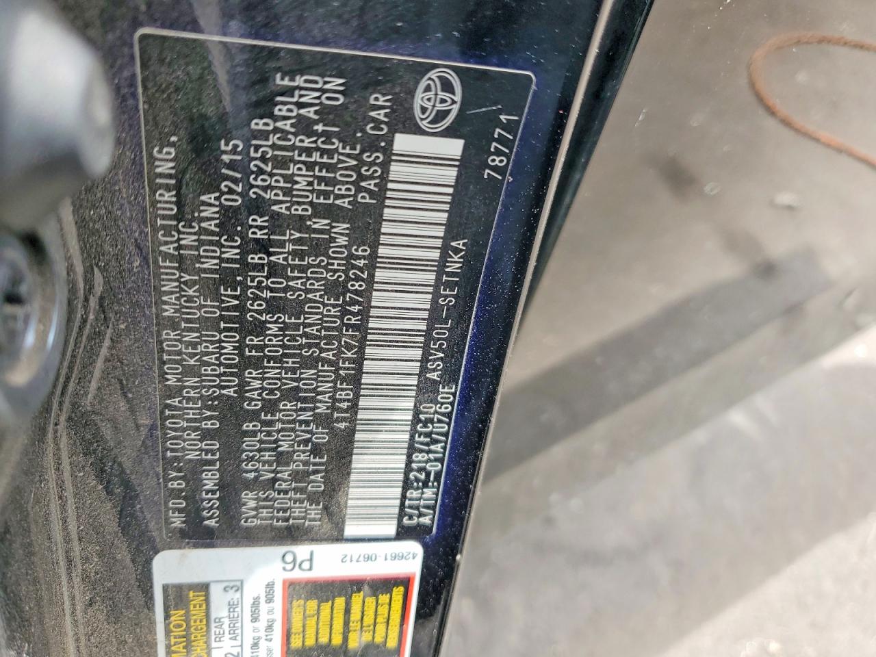 2015 Toyota Camry Le Черный vin: 4T4BF1FK7FR478246