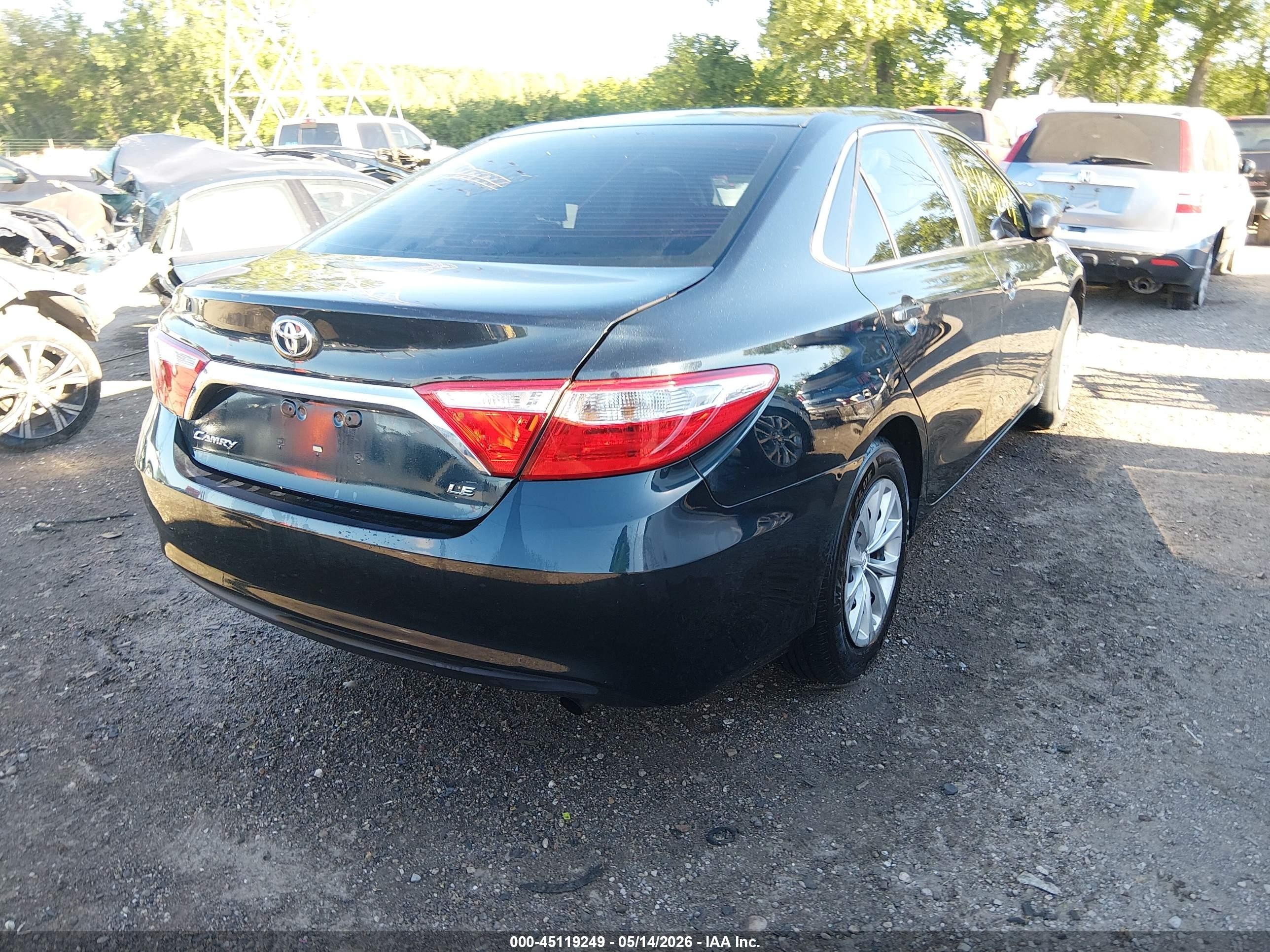 2015 Toyota Camry Le Черный vin: 4T4BF1FK7FR487884
