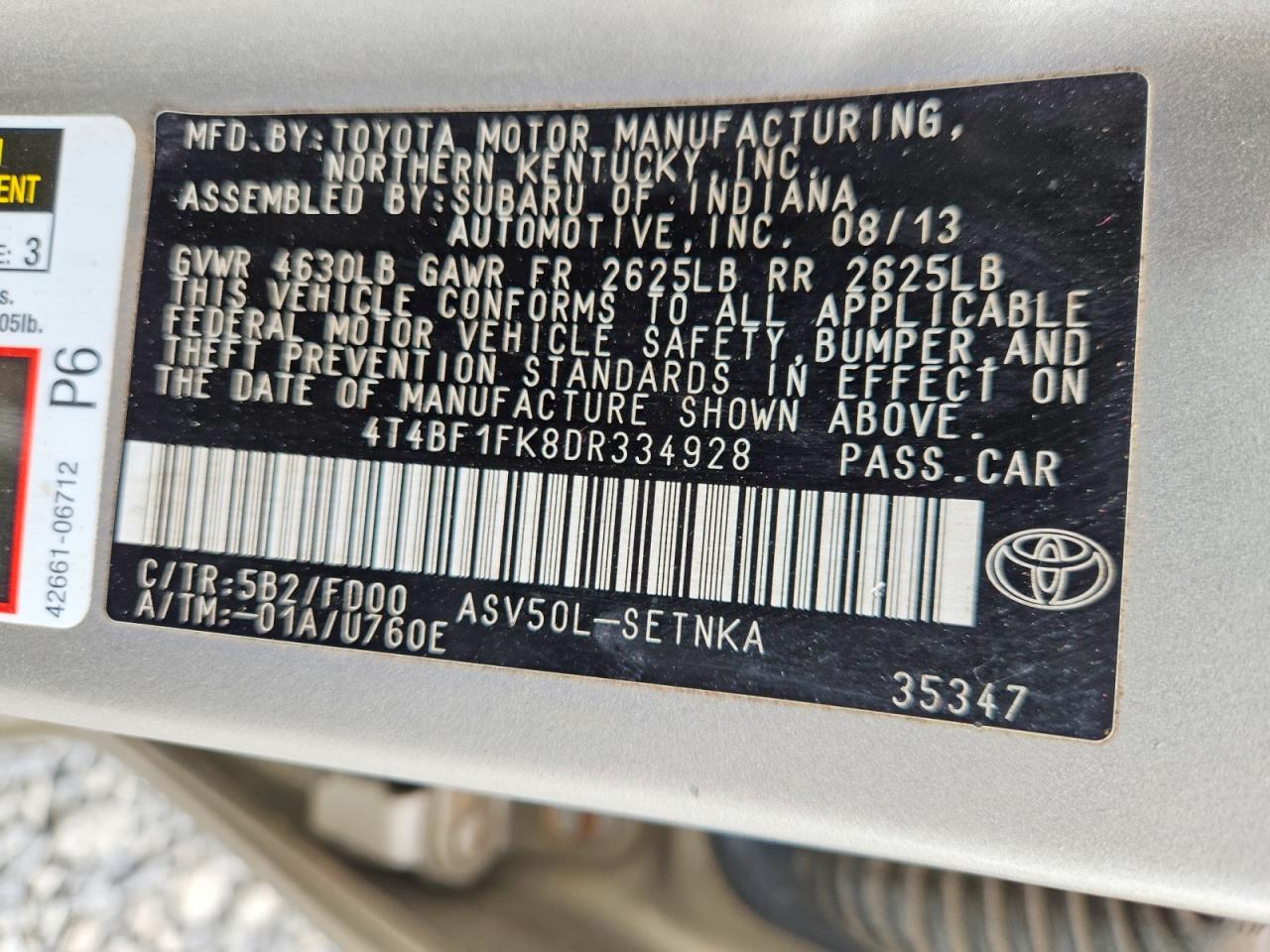 2013 Toyota Camry L Tan vin: 4T4BF1FK8DR334928