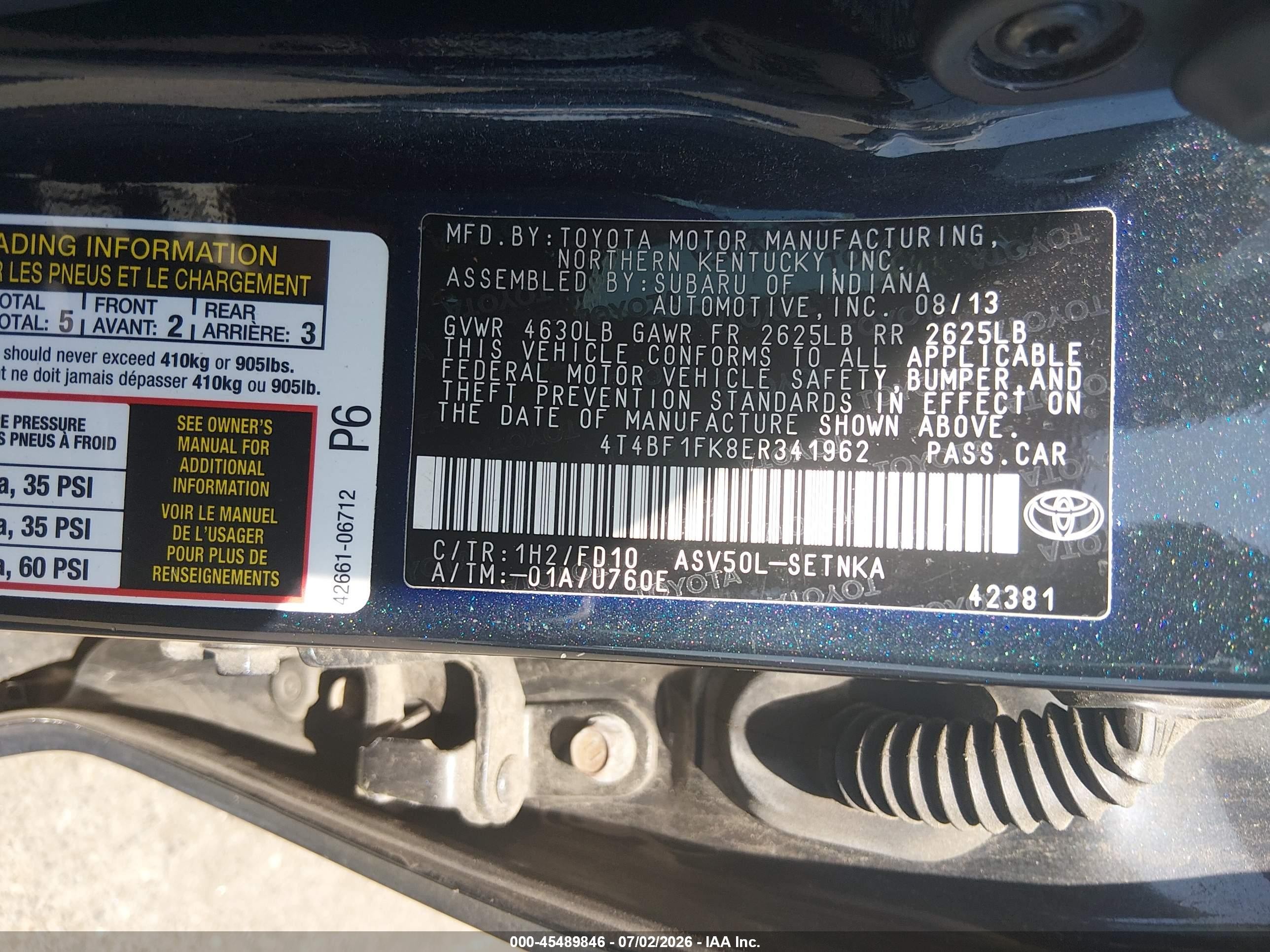 2014 Toyota Camry Le Gray vin: 4T4BF1FK8ER341962