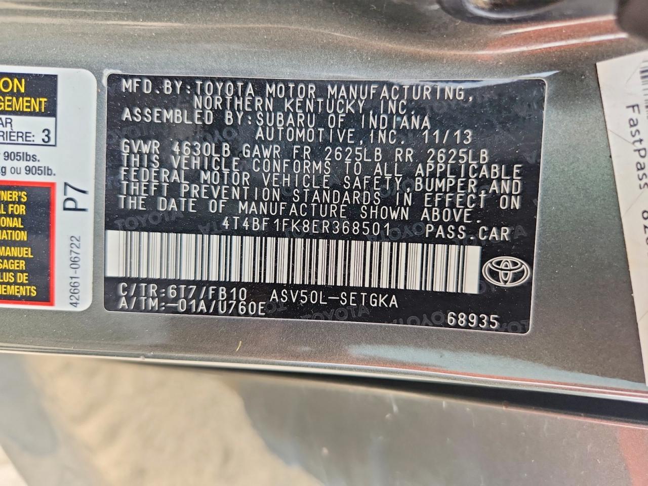 2014 Toyota Camry Xle Green vin: 4T4BF1FK8ER368501