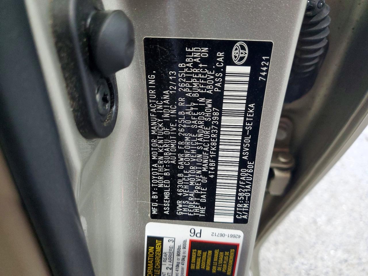 2014 Toyota Camry L Tan vin: 4T4BF1FK8ER373987