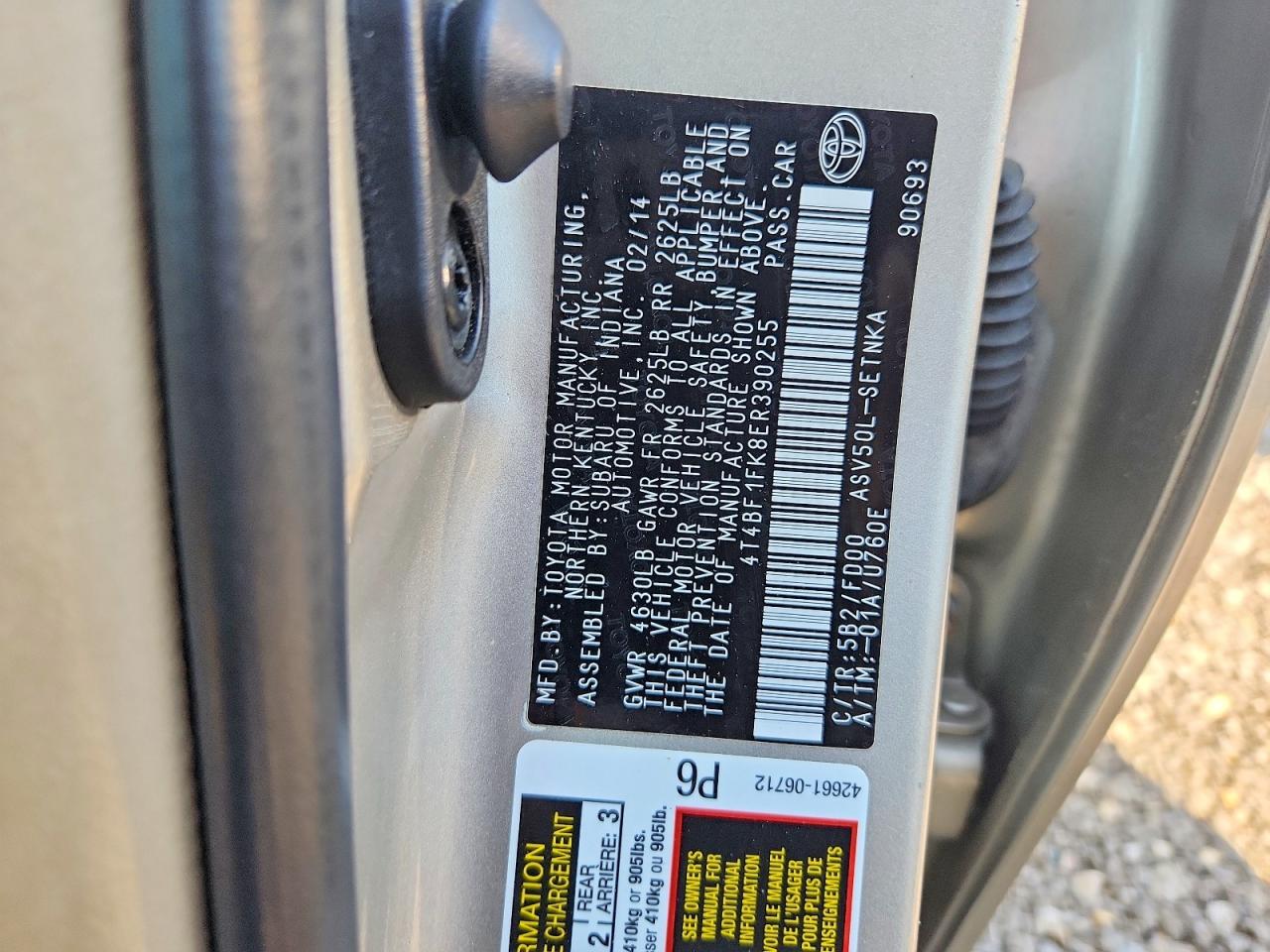 2014 Toyota Camry Le Beige vin: 4T4BF1FK8ER390255