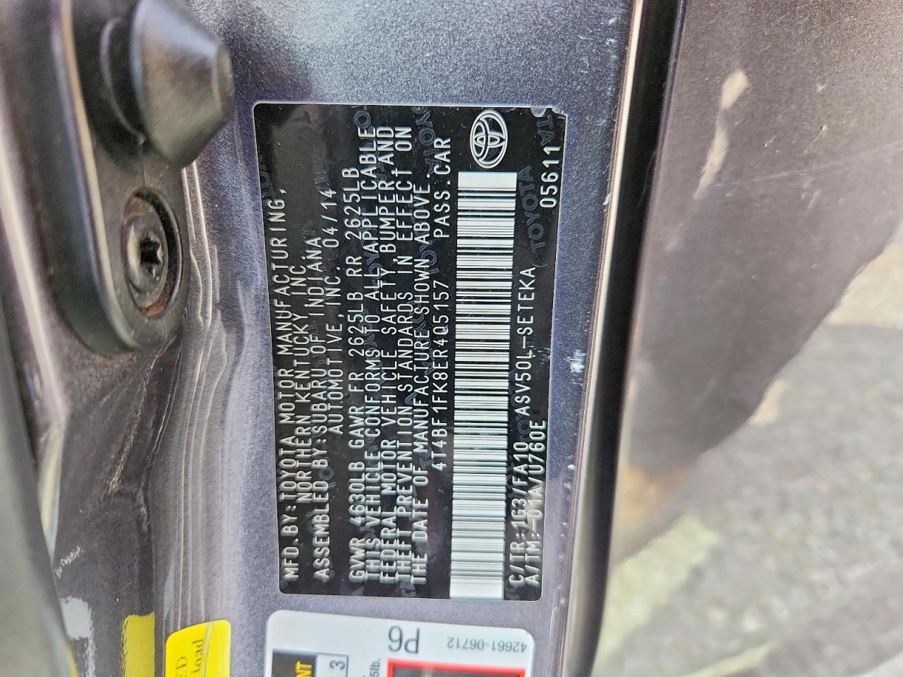 2014 Toyota Camry L Gray vin: 4T4BF1FK8ER405157