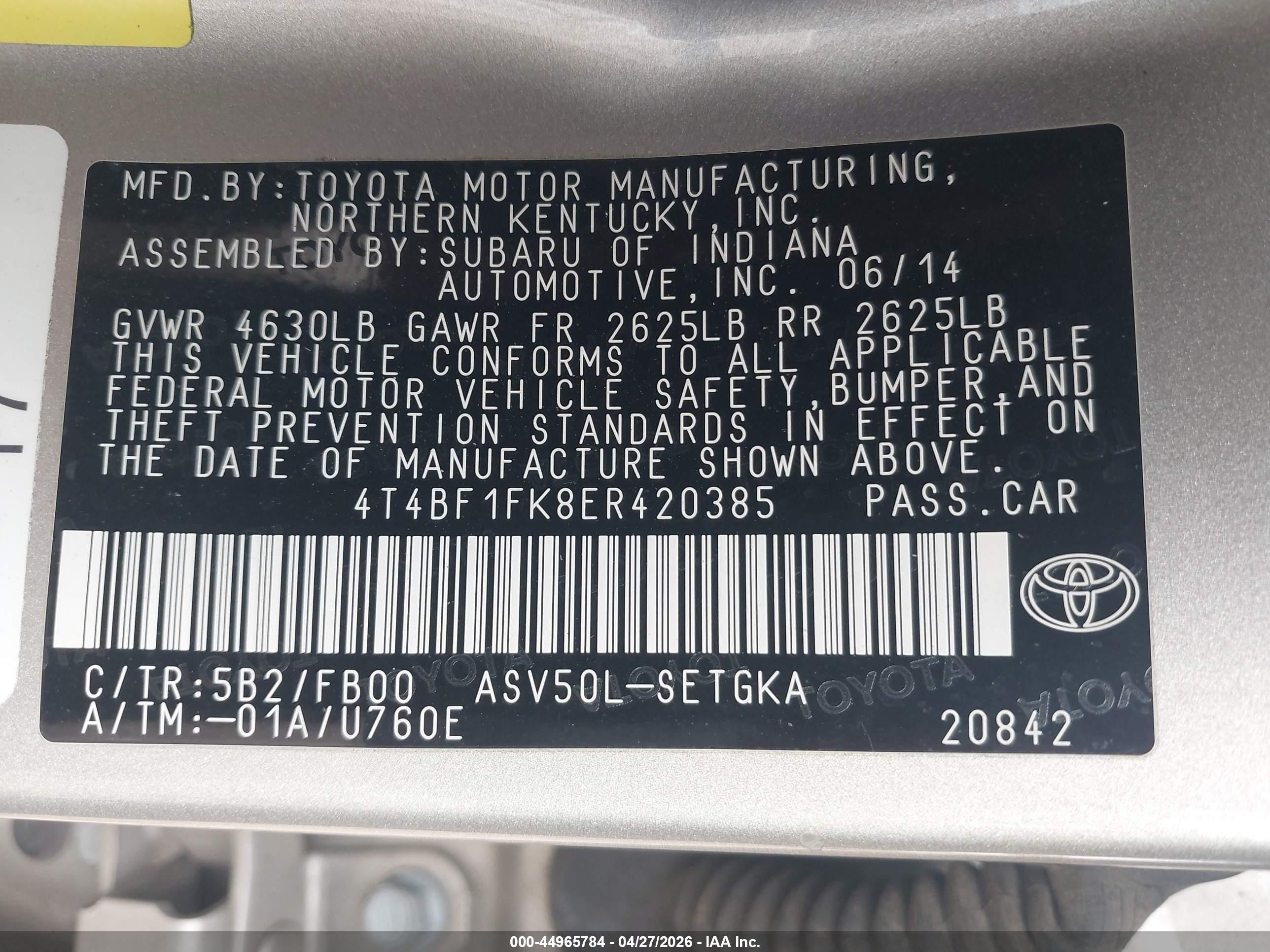 2014 Toyota Camry Xle Золотой vin: 4T4BF1FK8ER420385