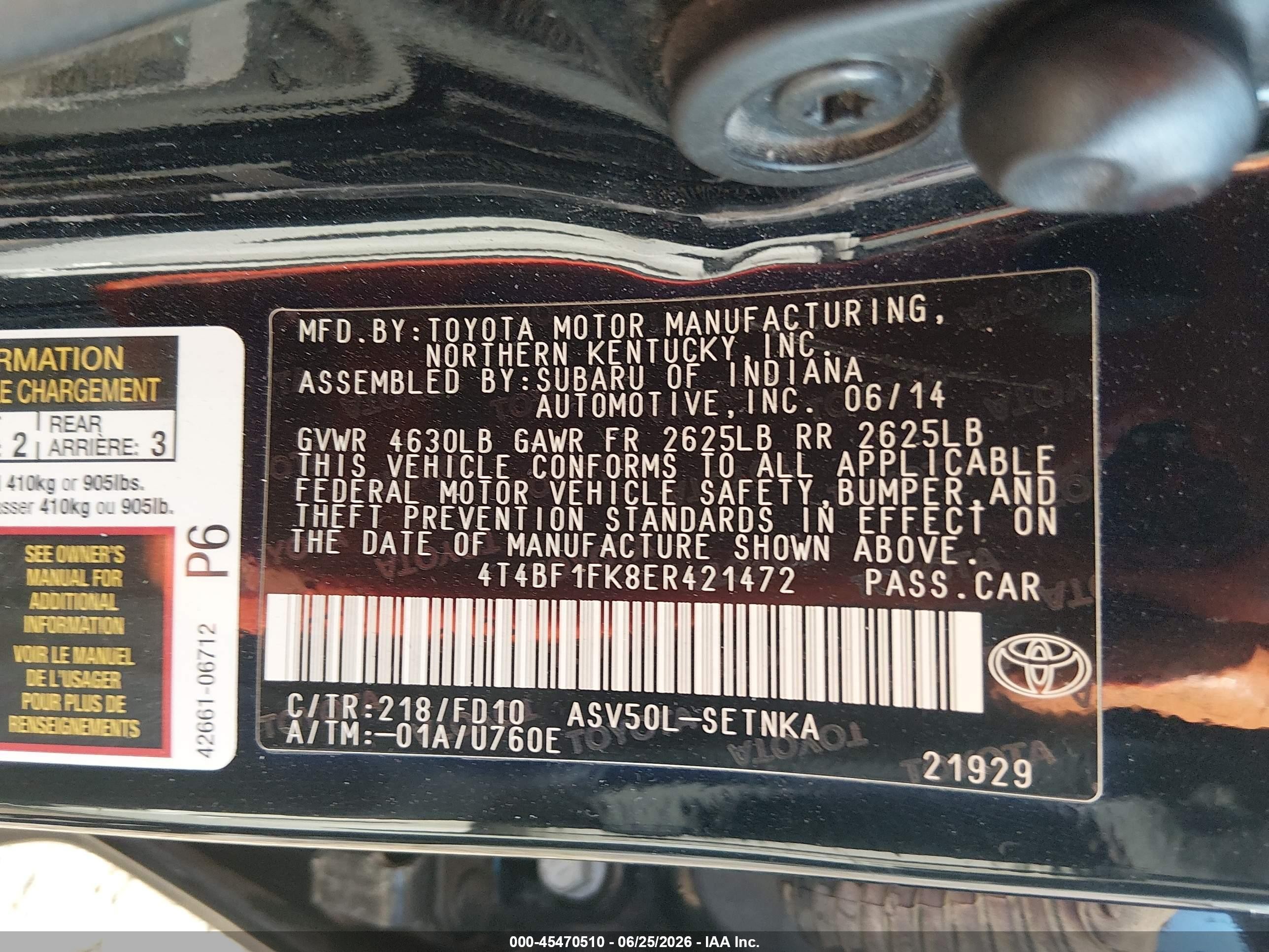 2014 Toyota Camry Le Black vin: 4T4BF1FK8ER421472