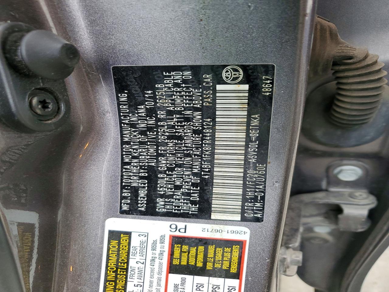 2015 Toyota Camry Le Серый vin: 4T4BF1FK8FR448124