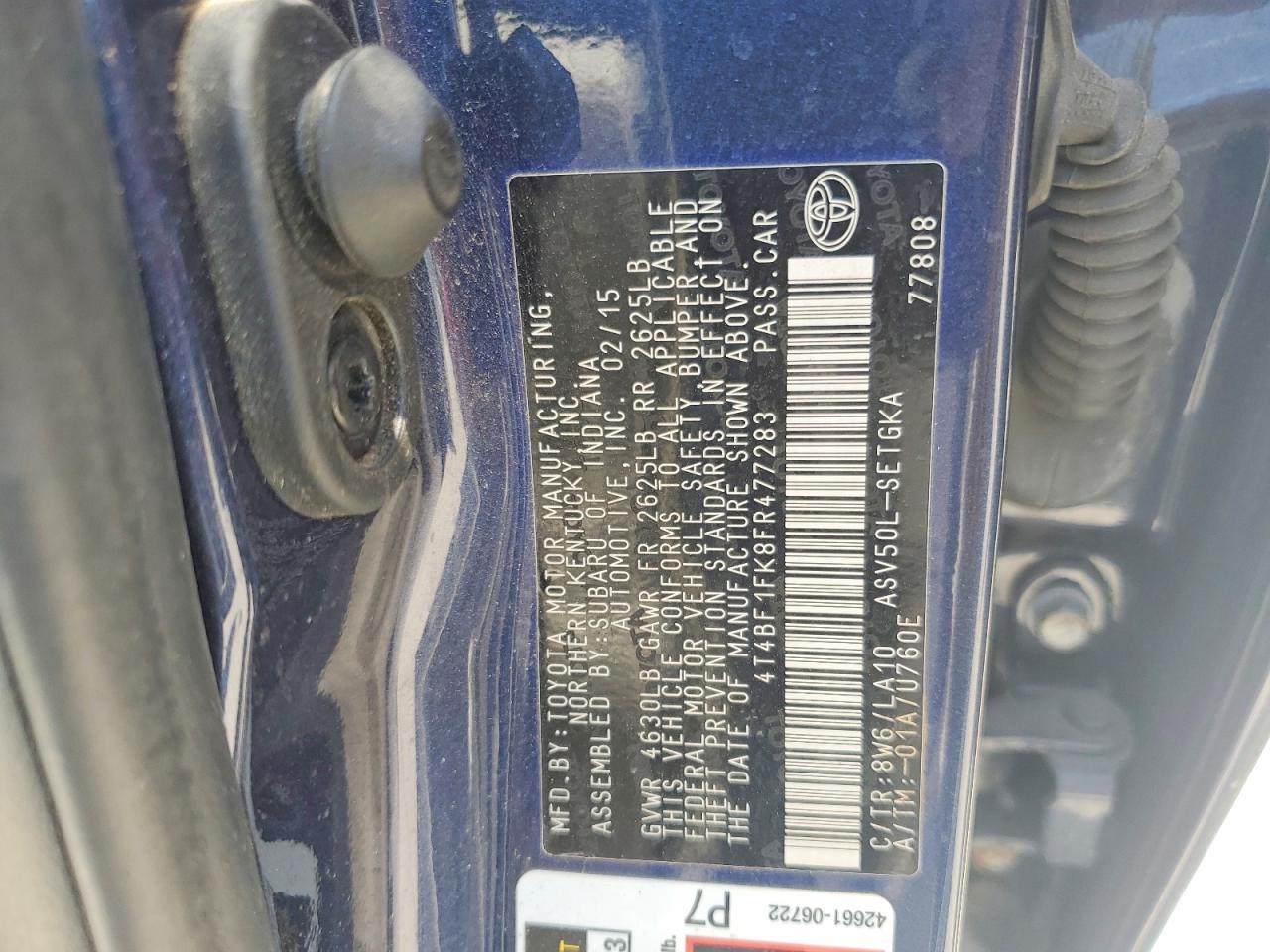 2015 Toyota Camry Xle Синий vin: 4T4BF1FK8FR477283