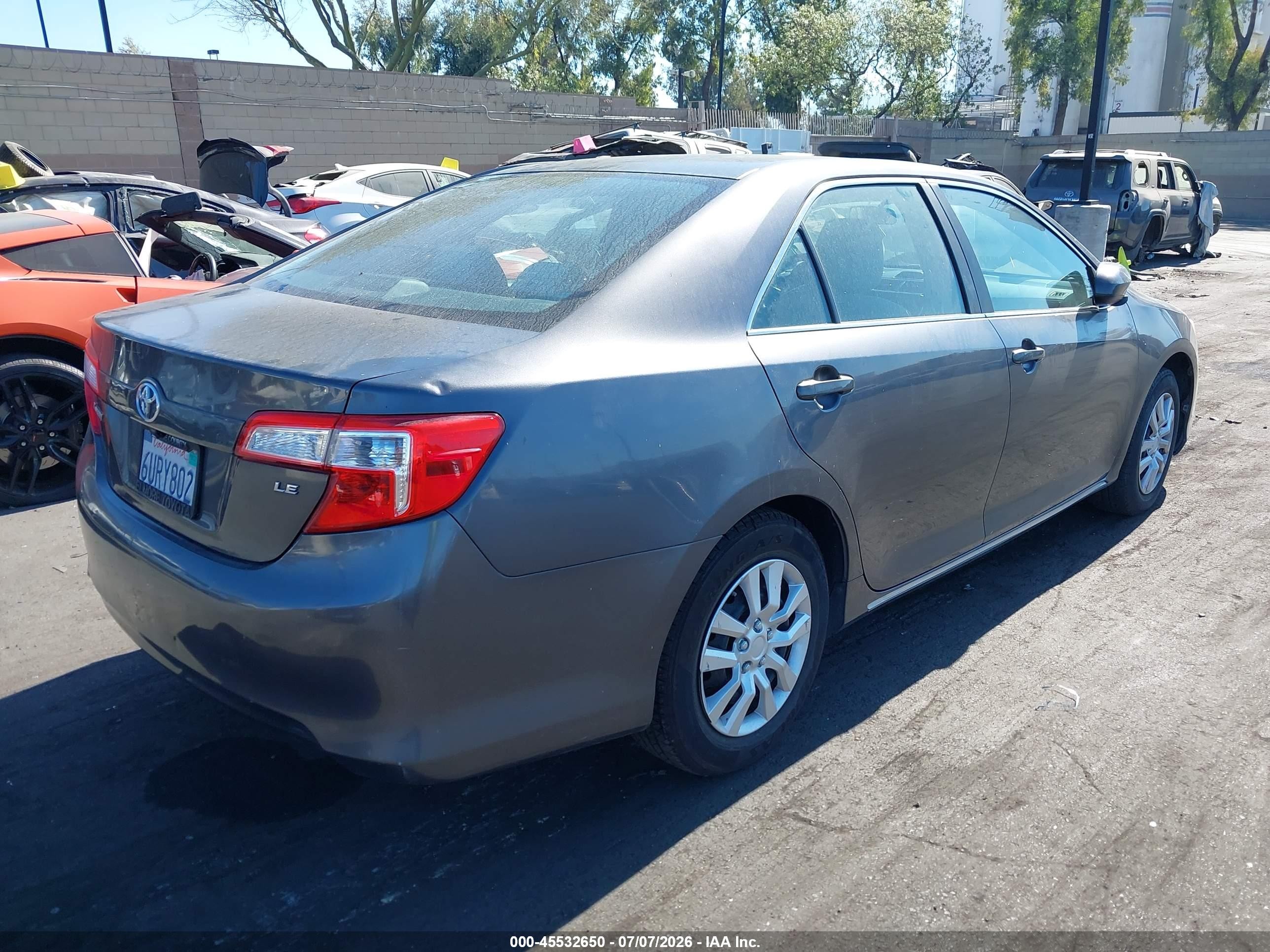 2012 Toyota Camry Le Gray vin: 4T4BF1FK9CR184293