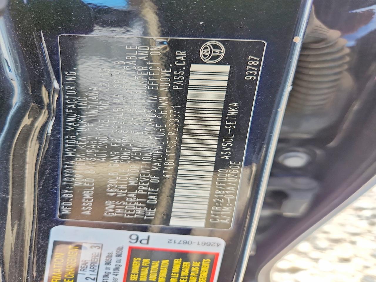 2013 Toyota Camry Le Black vin: 4T4BF1FK9DR293371