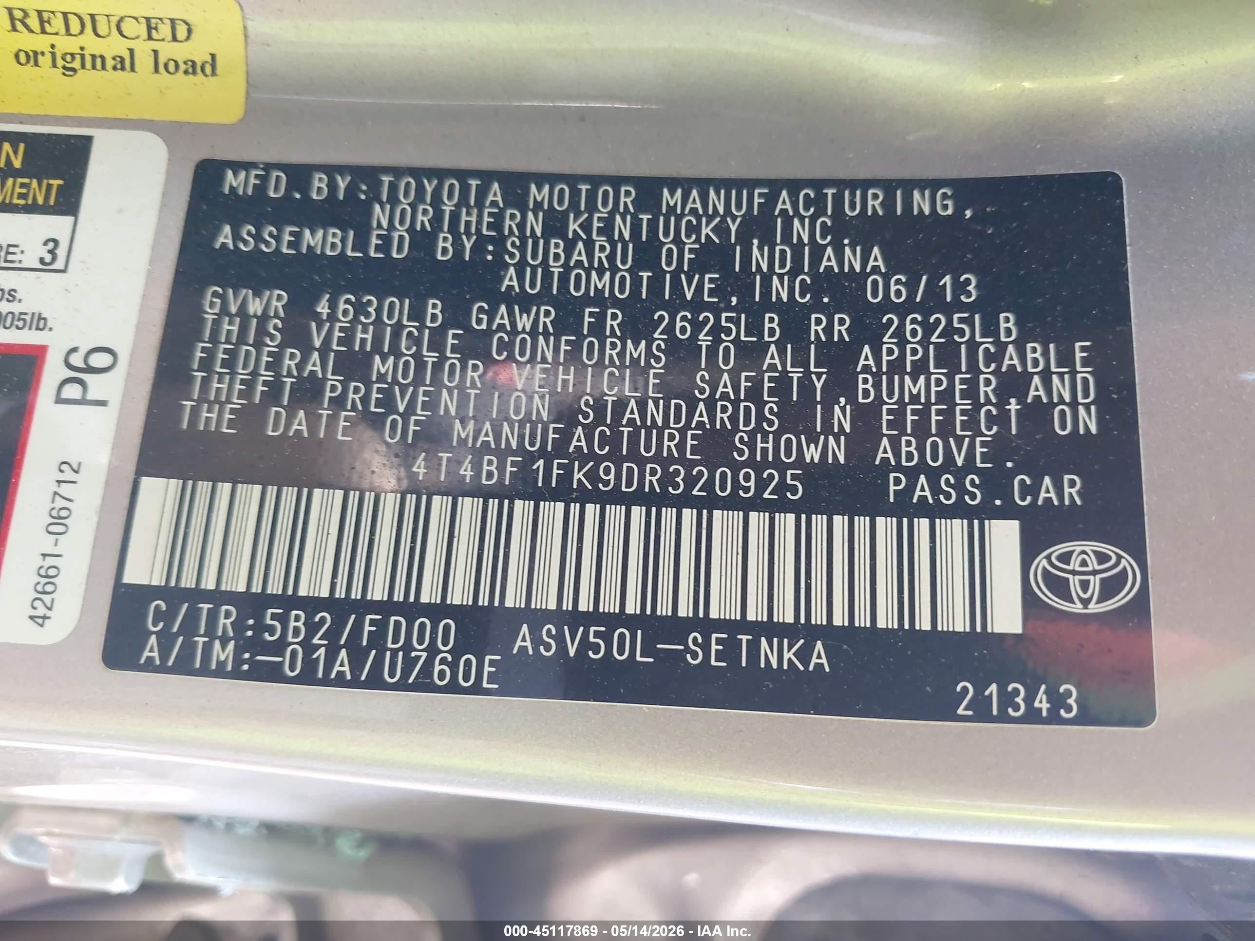 2013 Toyota Camry Le Gray vin: 4T4BF1FK9DR320925