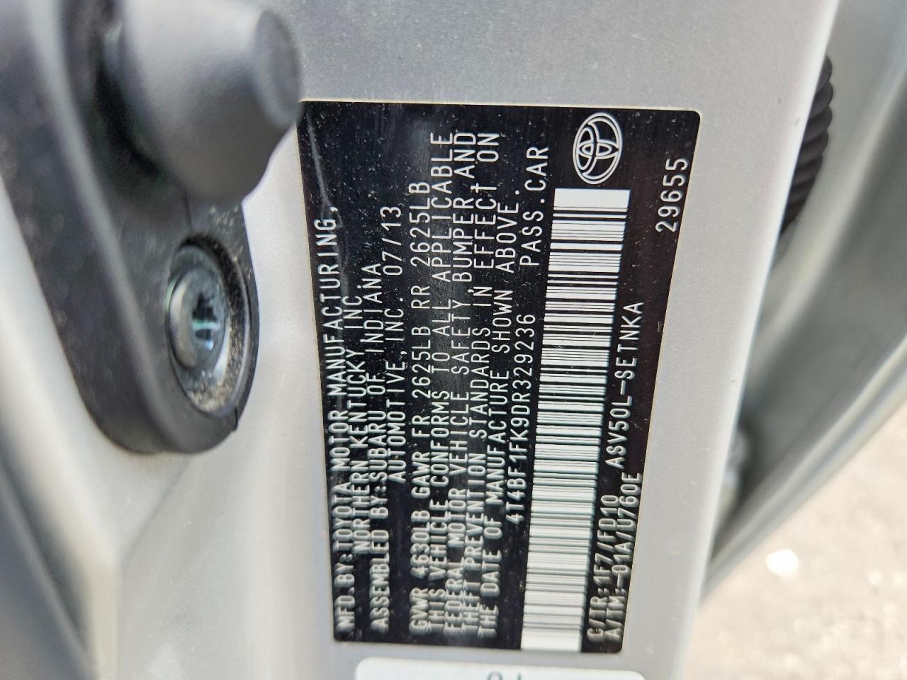 2013 Toyota Camry Le Silver vin: 4T4BF1FK9DR329236