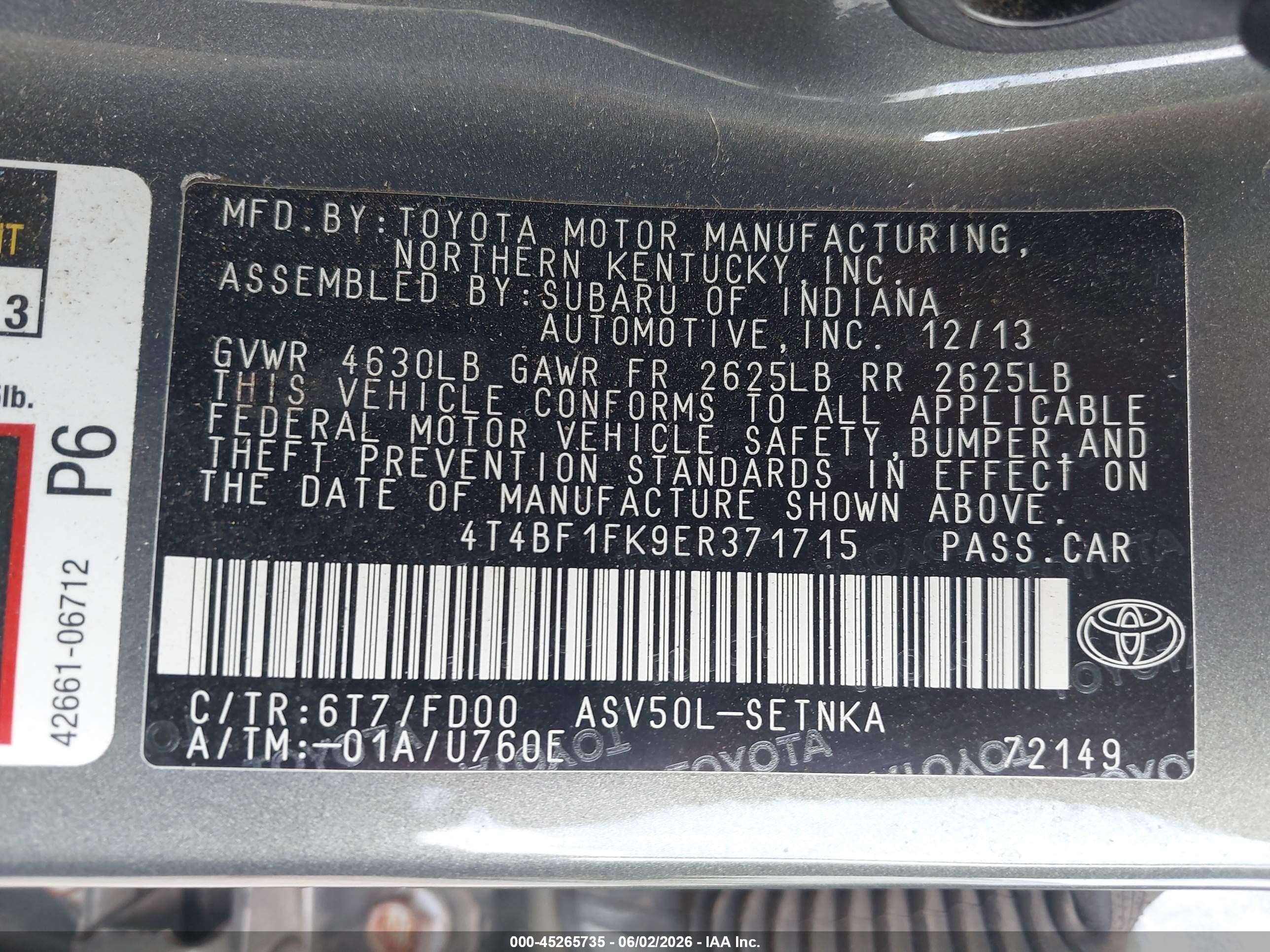 2014 Toyota Camry Le Green vin: 4T4BF1FK9ER371715