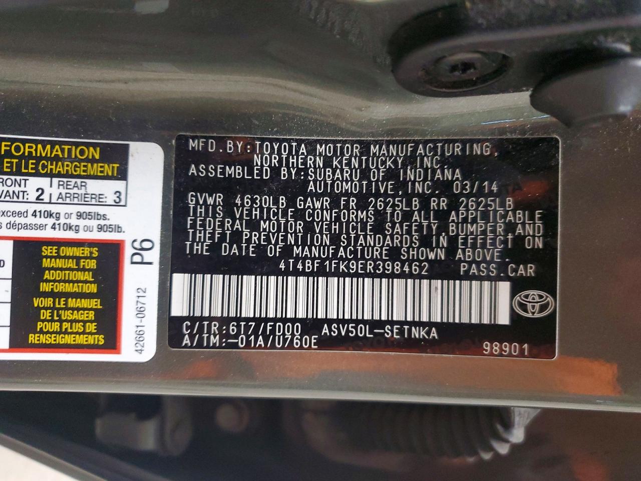 2014 Toyota Camry Le Серый vin: 4T4BF1FK9ER398462