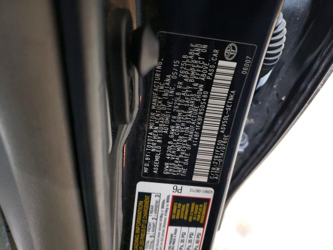 2015 Toyota Camry Le Black vin: 4T4BF1FK9FR505480