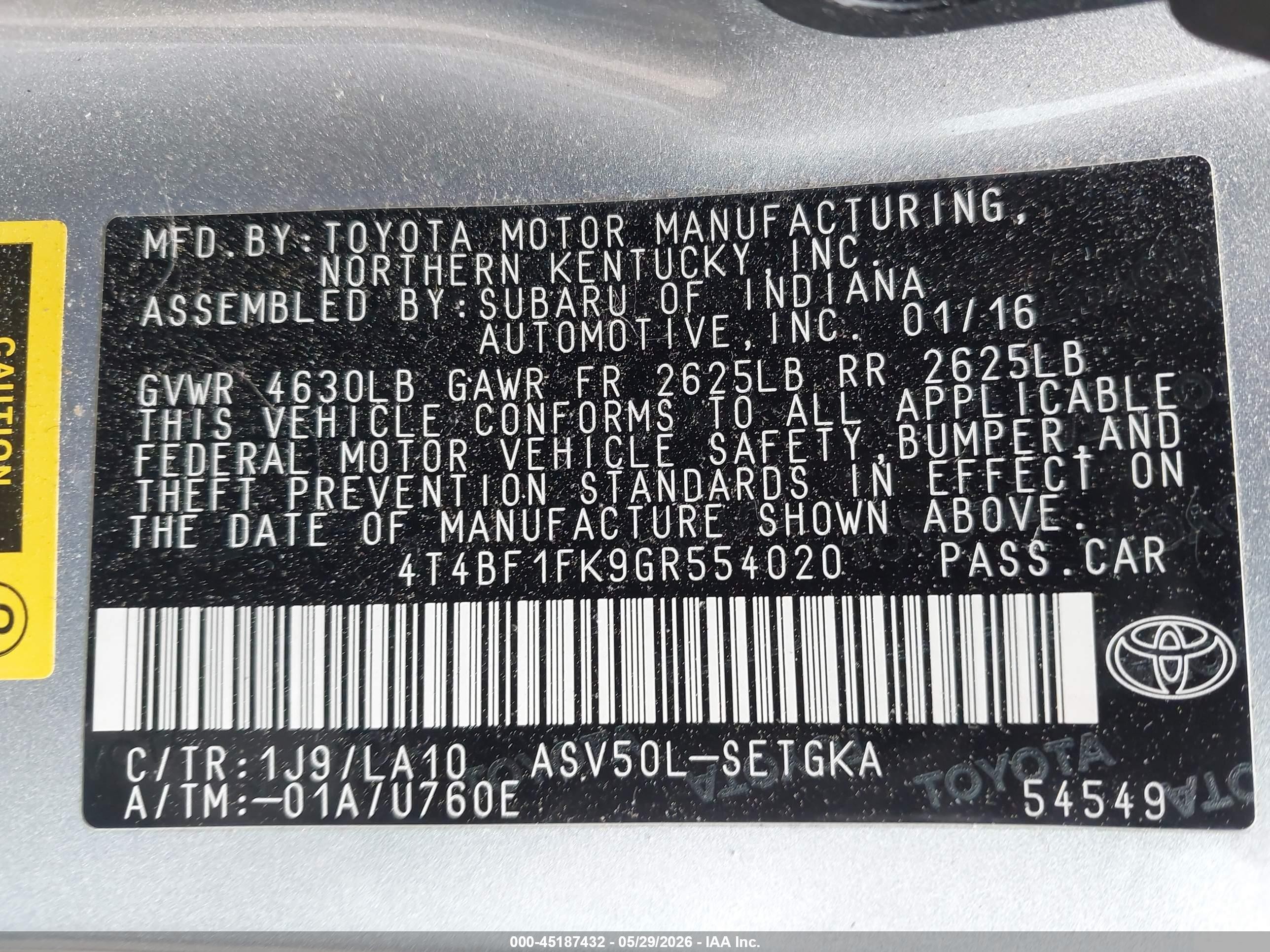 2016 Toyota Camry Xle Silver vin: 4T4BF1FK9GR554020