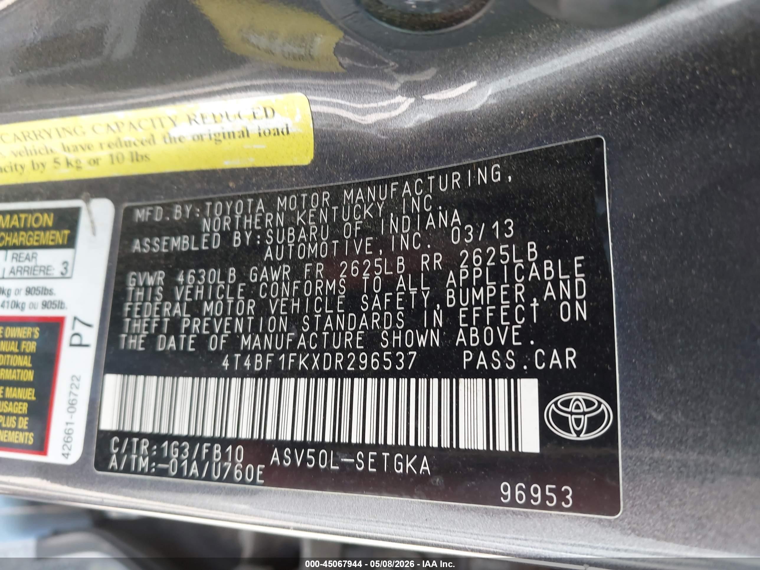 2013 Toyota Camry Xle Gray vin: 4T4BF1FKXDR296537