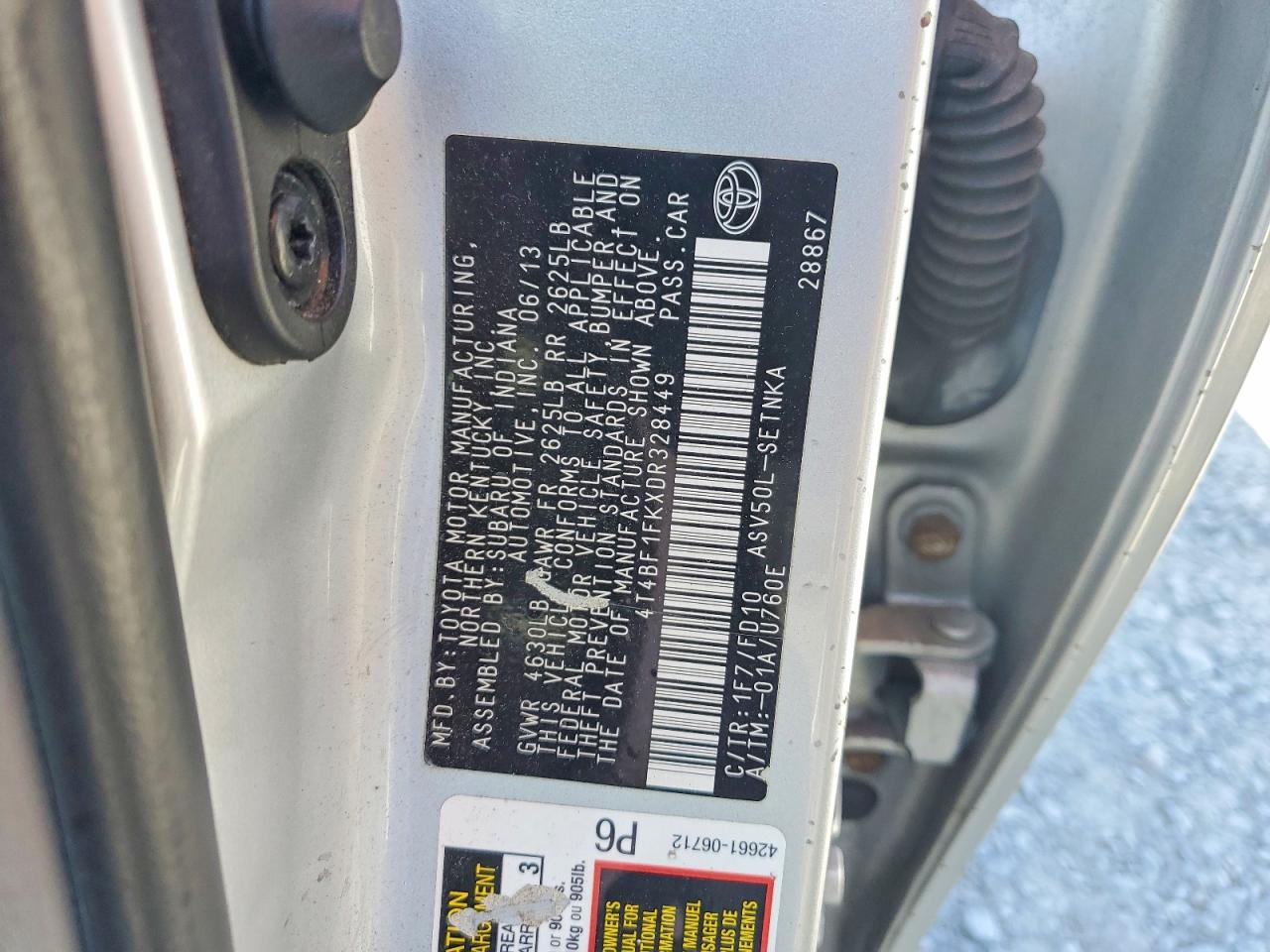 2013 Toyota Camry Le Silver vin: 4T4BF1FKXDR328449