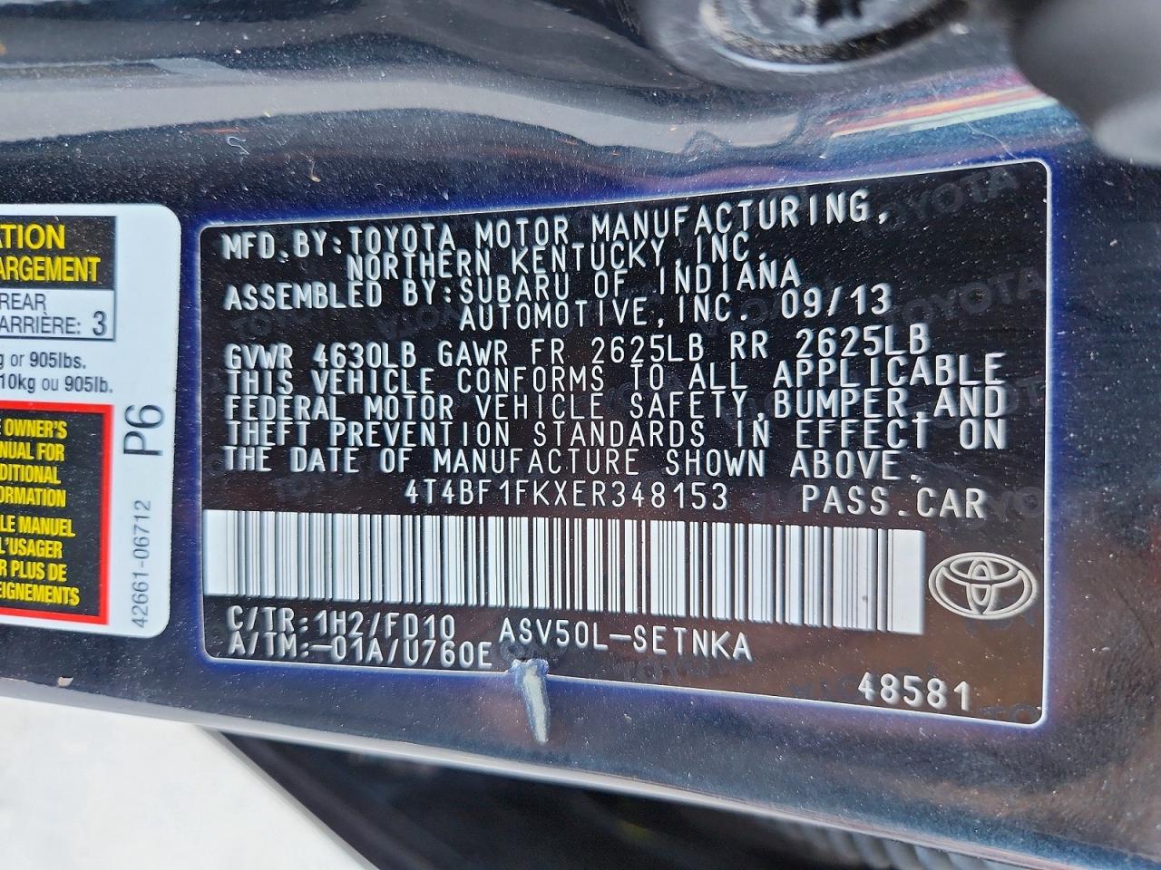 2014 Toyota Camry Le Black vin: 4T4BF1FKXER348153