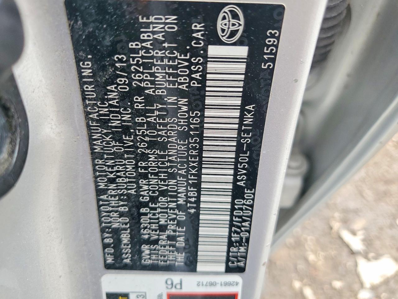 2014 Toyota Camry Le Silver vin: 4T4BF1FKXER351165
