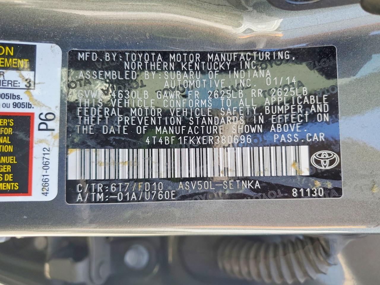 2014 Toyota Camry Le Gray vin: 4T4BF1FKXER380696