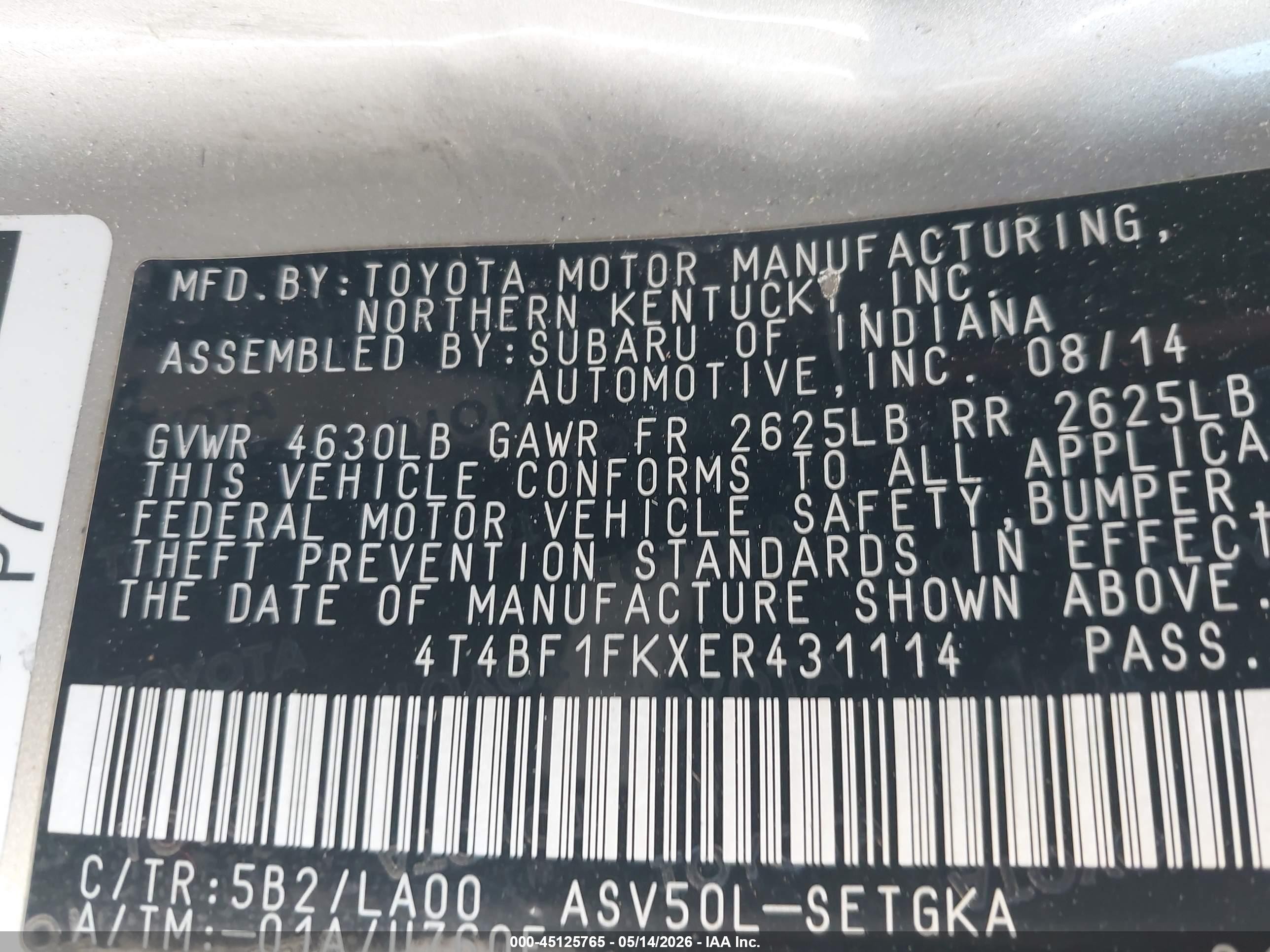 2014 Toyota Camry Xle Золотой vin: 4T4BF1FKXER431114