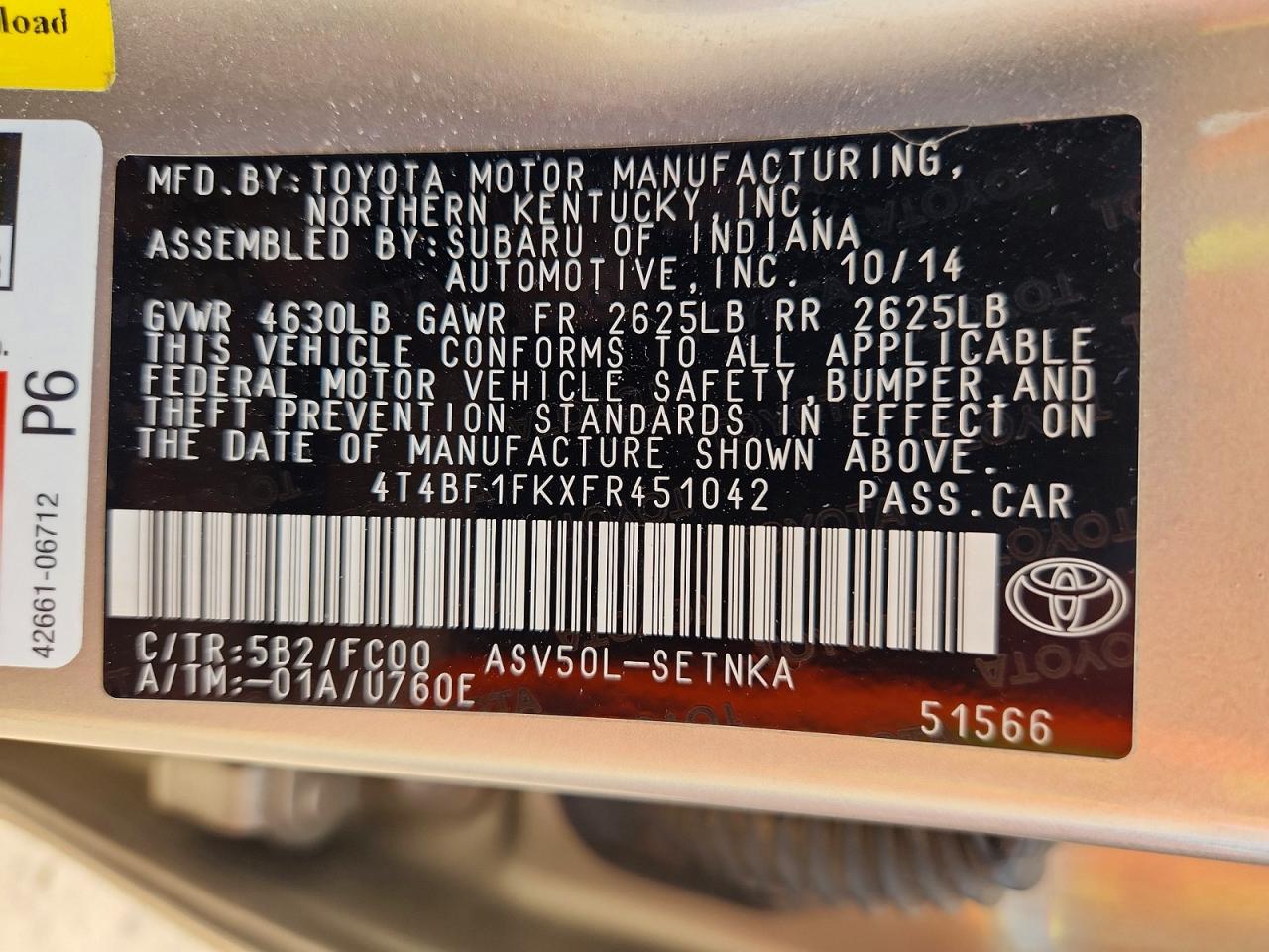 2015 Toyota Camry Le Beige vin: 4T4BF1FKXFR451042