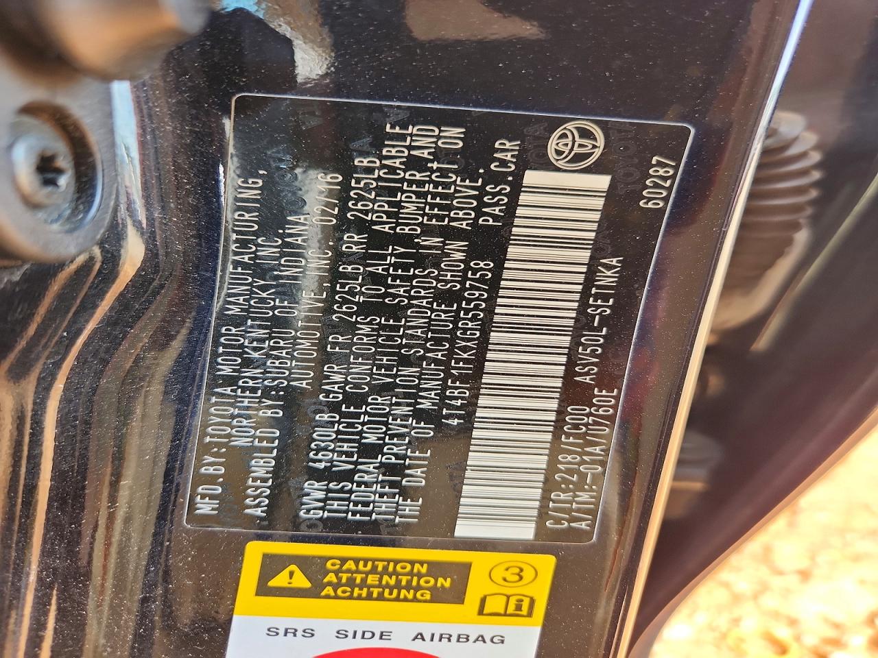 2016 Toyota Camry Le Черный vin: 4T4BF1FKXGR559758
