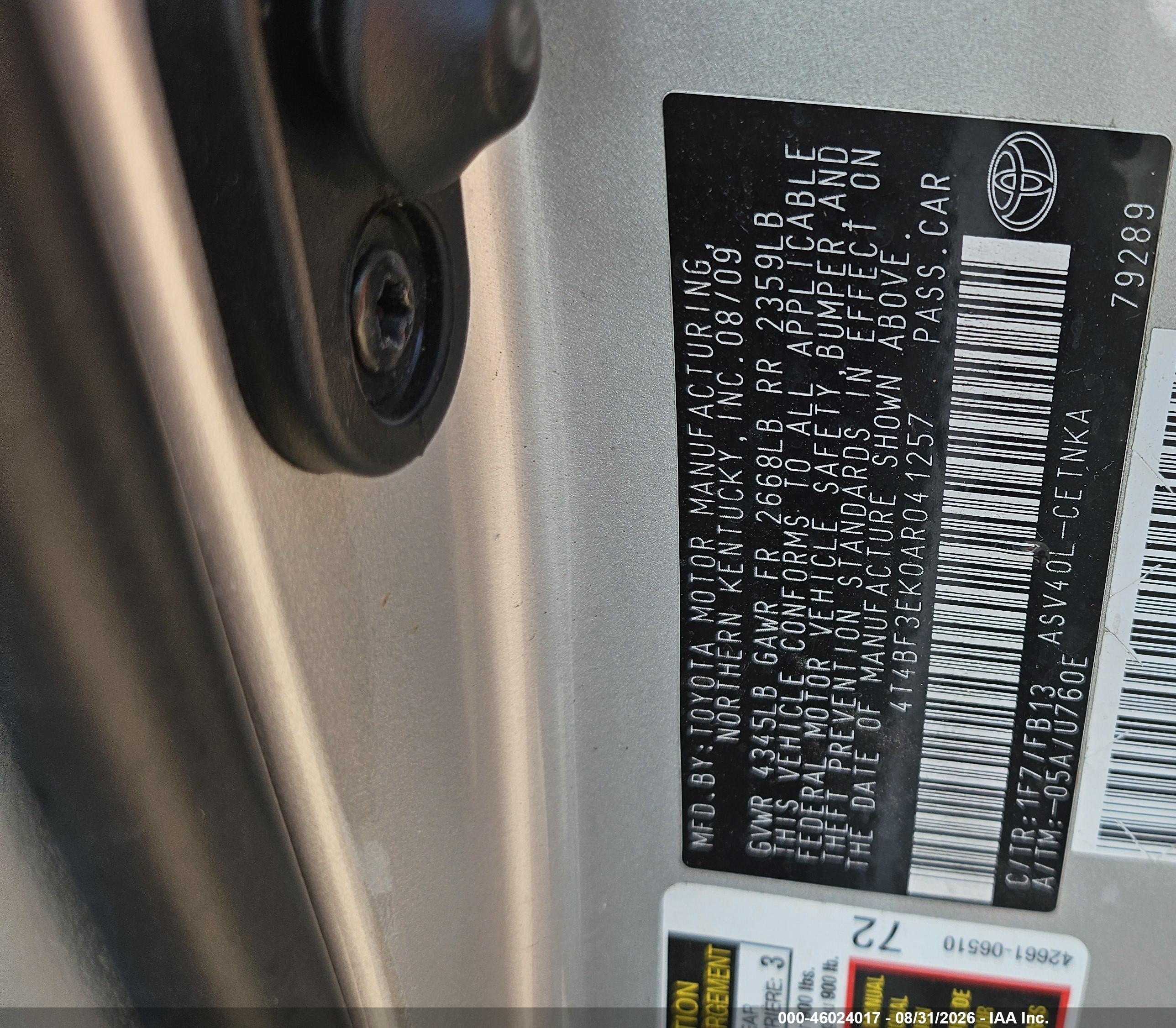 2010 Toyota Camry Se/le/xle Серебряный vin: 4T4BF3EK0AR041257