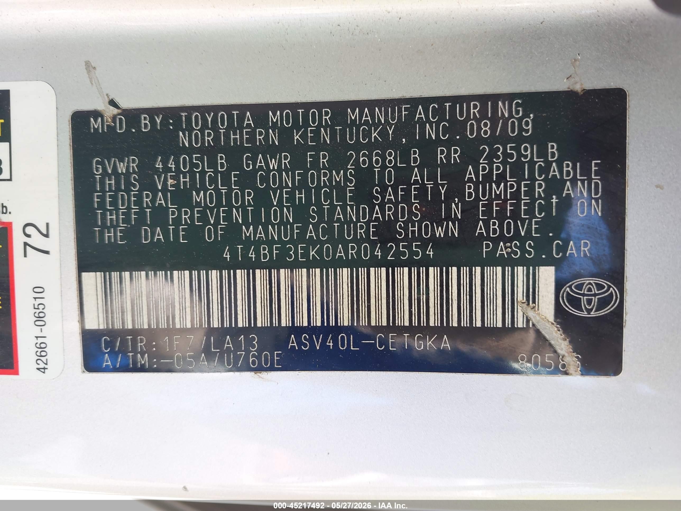 2010 Toyota Camry Xle Silver vin: 4T4BF3EK0AR042554
