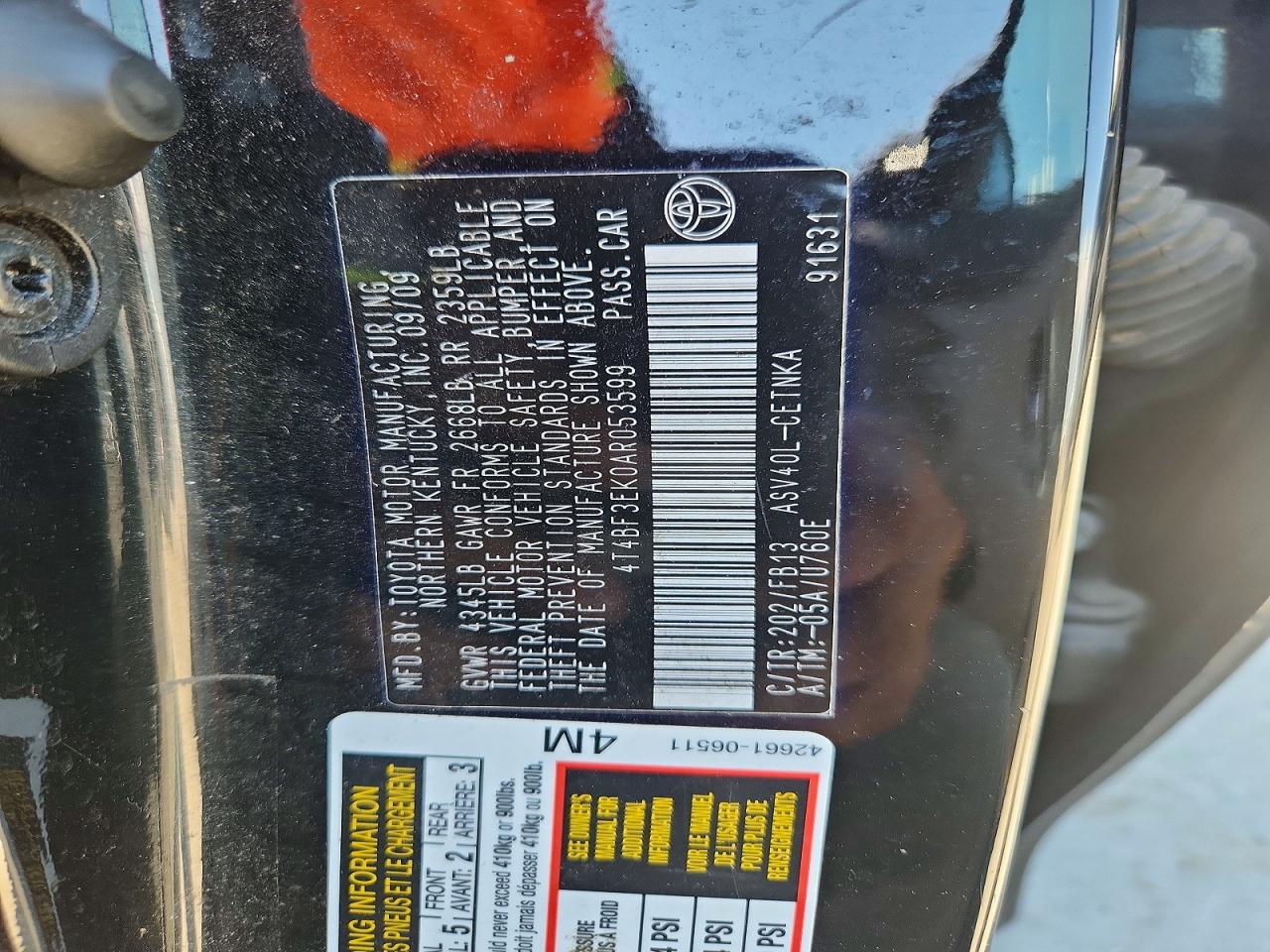 2010 Toyota Camry Le Black vin: 4T4BF3EK0AR053599