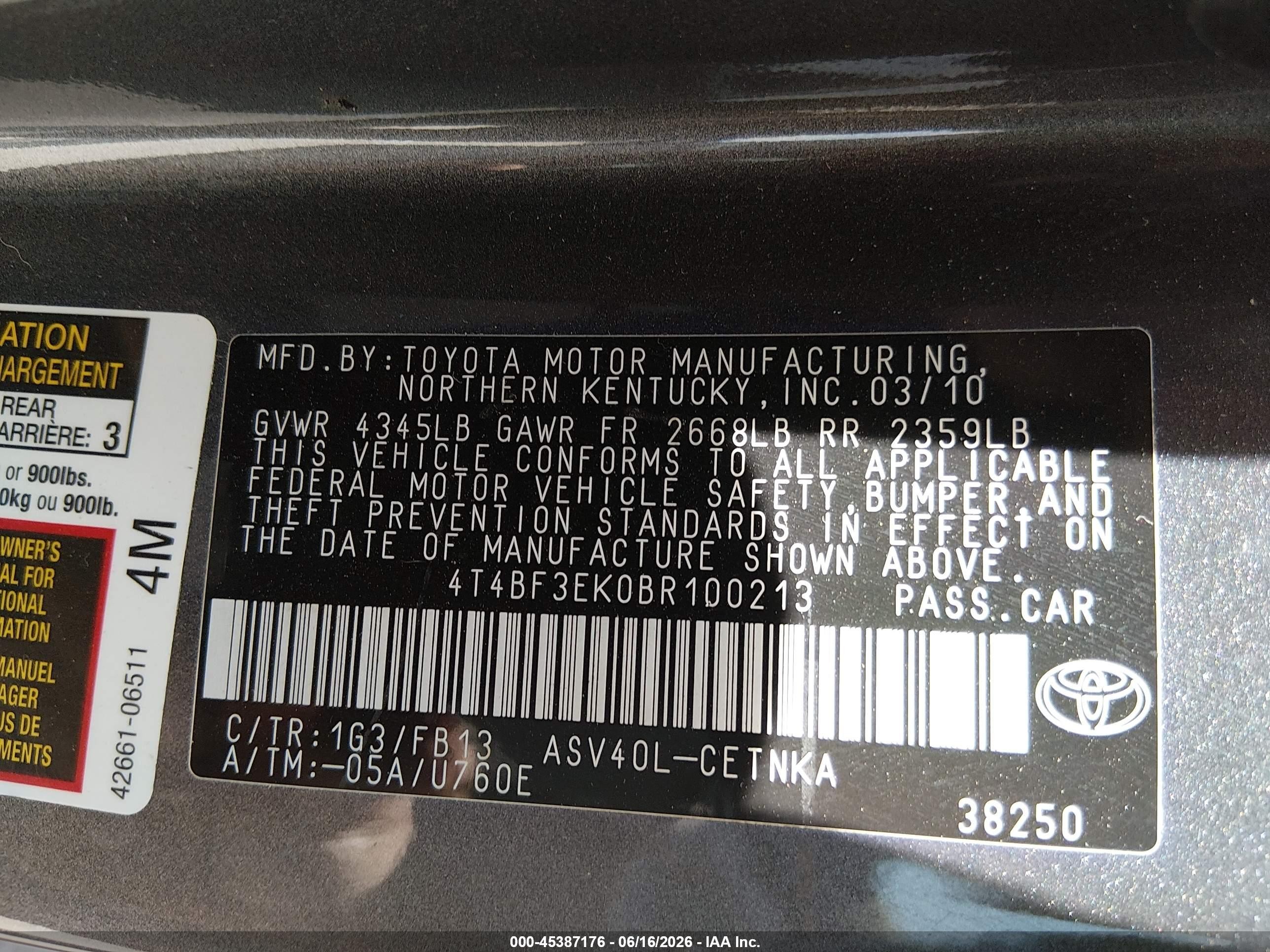 2011 Toyota Camry Le Серый vin: 4T4BF3EK0BR100213