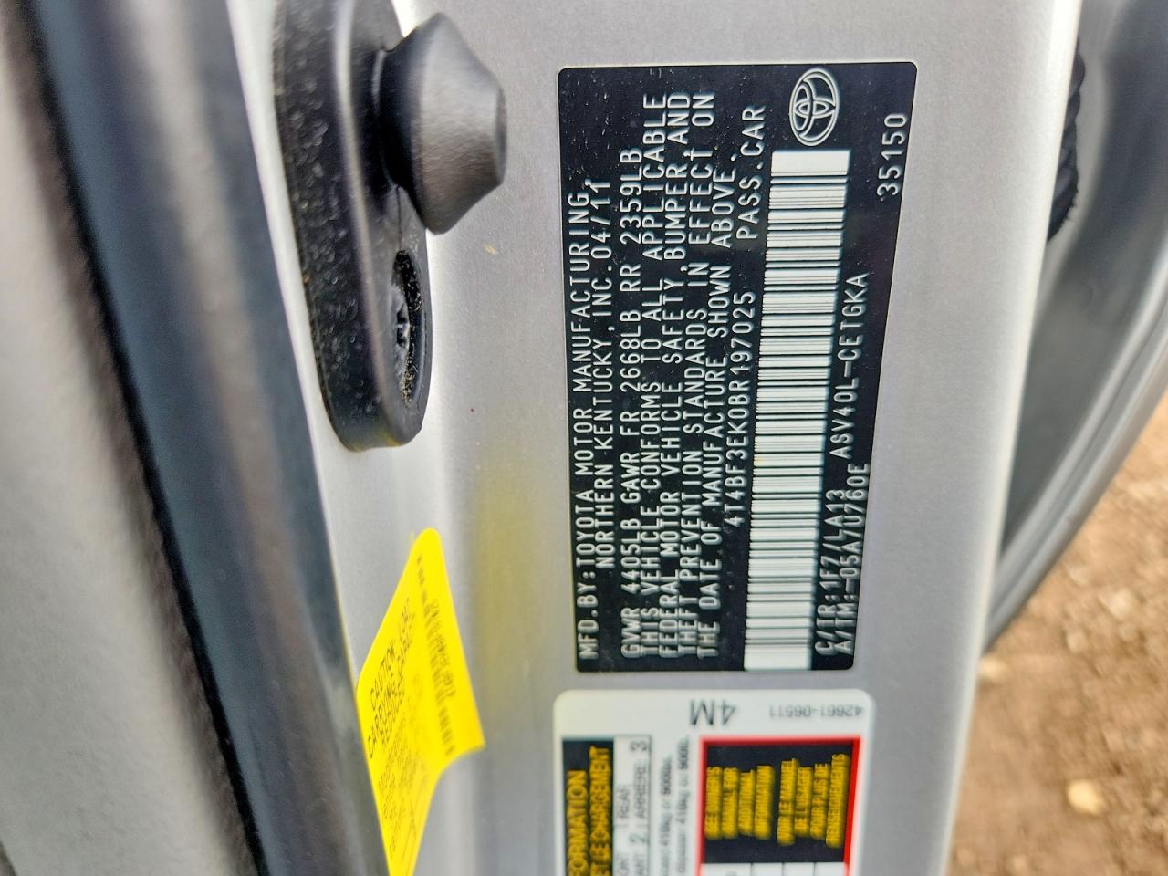 2011 Toyota Camry Xle Silver vin: 4T4BF3EK0BR197025