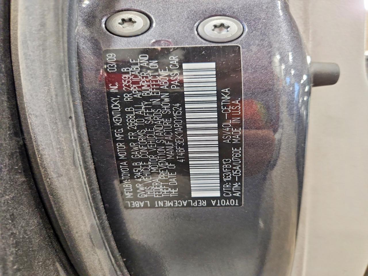 2010 Toyota Camry Le Gray vin: 4T4BF3EK1AR011524