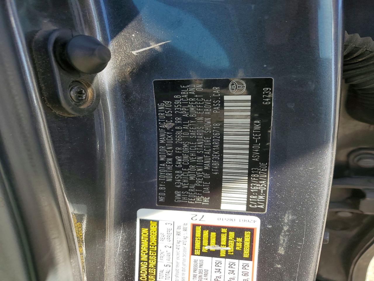 2010 Toyota Camry Le Gray vin: 4T4BF3EK1AR026718