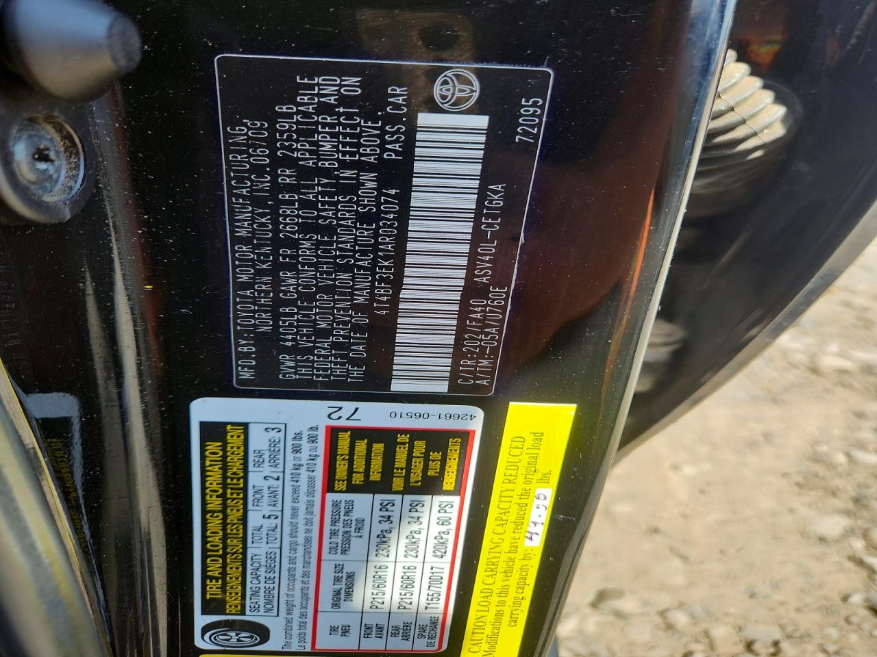 2010 Toyota Camry Xle Black vin: 4T4BF3EK1AR034074