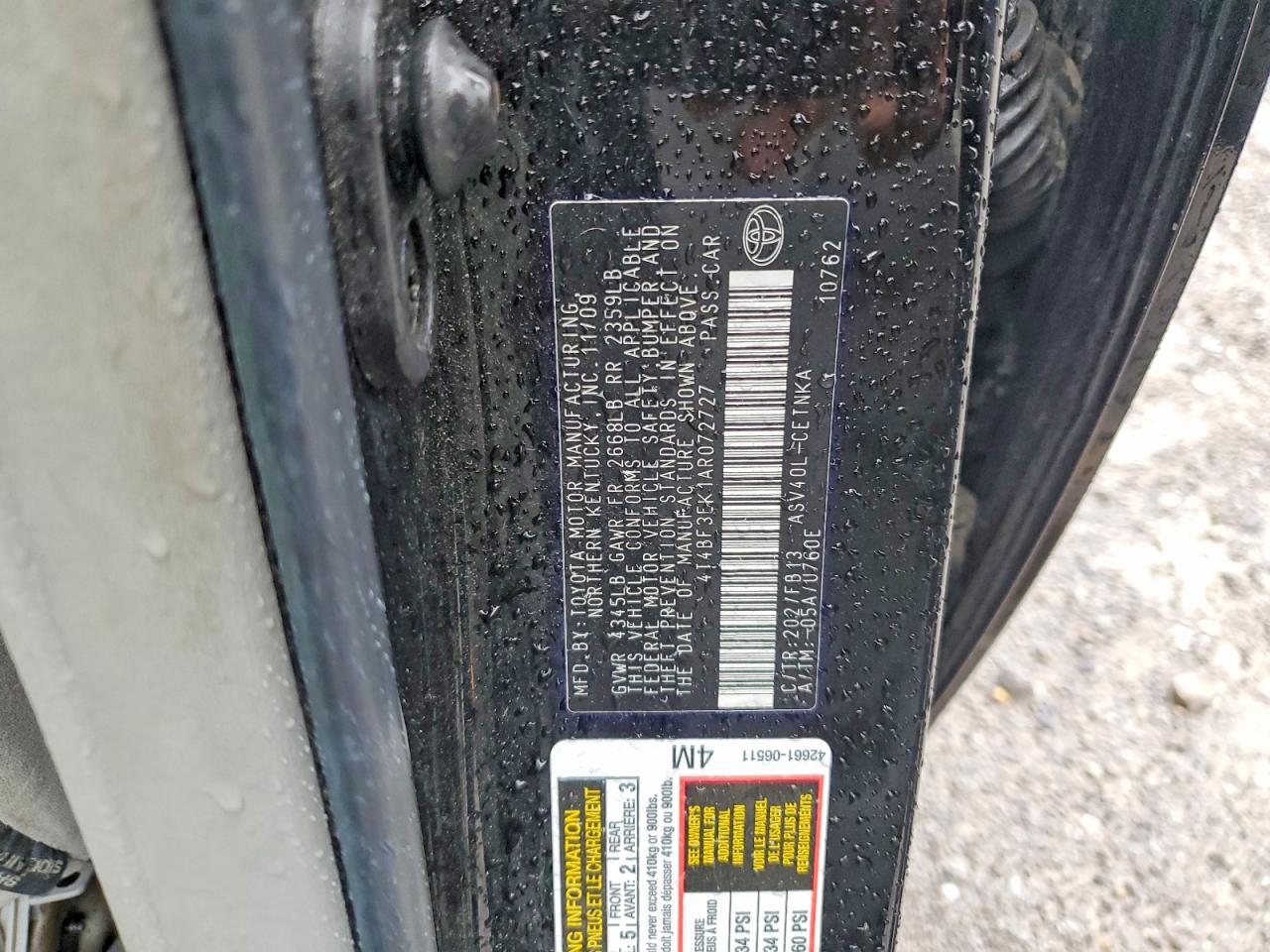 2010 Toyota Camry Le Black vin: 4T4BF3EK1AR072727