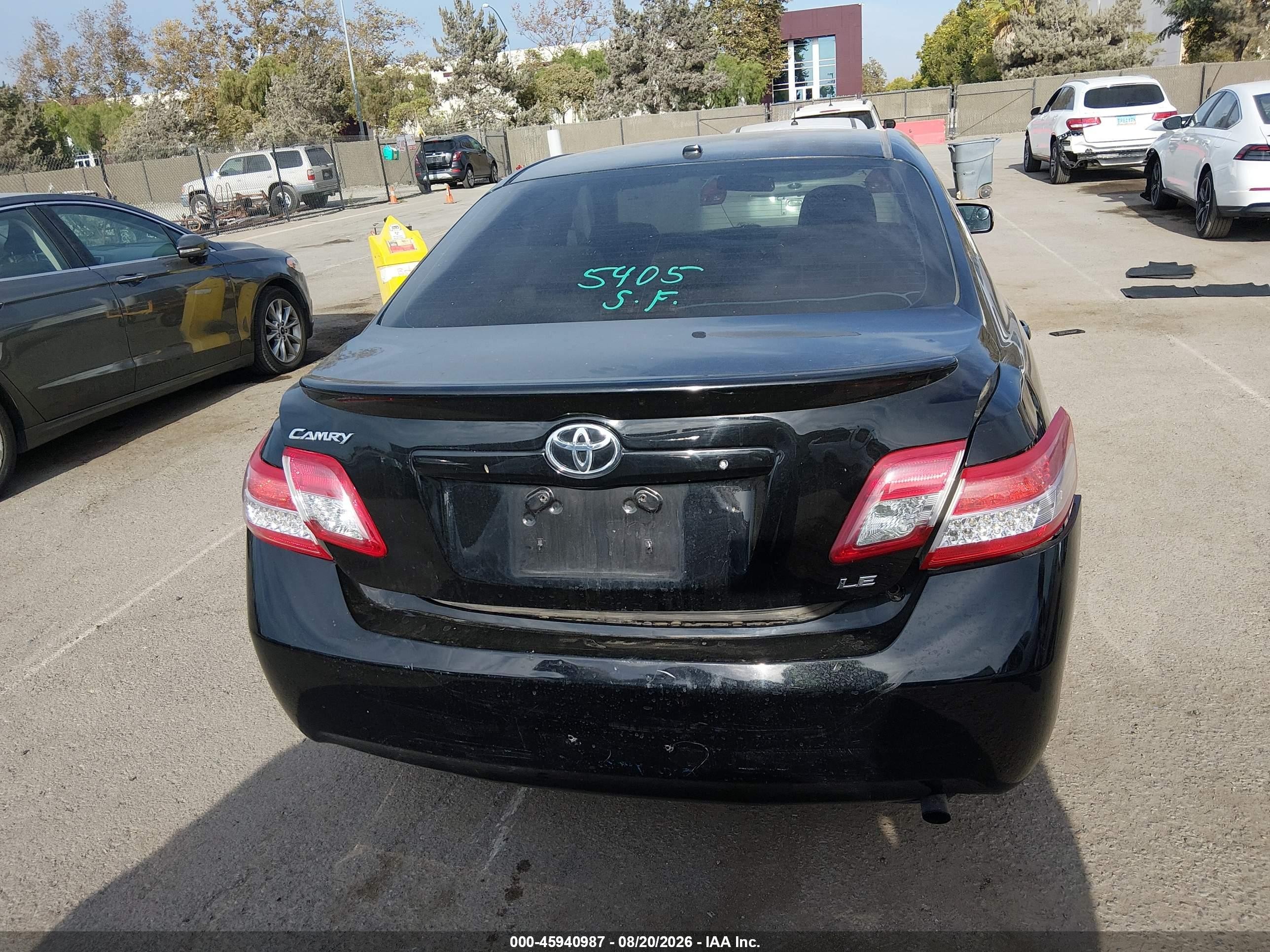2010 Toyota Camry Le Black vin: 4T4BF3EK1AR082349
