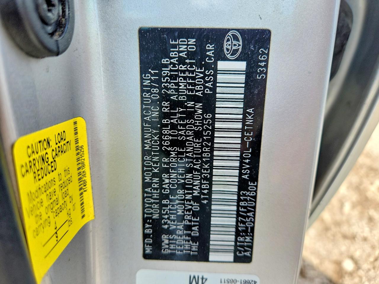 2011 Toyota Camry Le Silver vin: 4T4BF3EK1BR215256