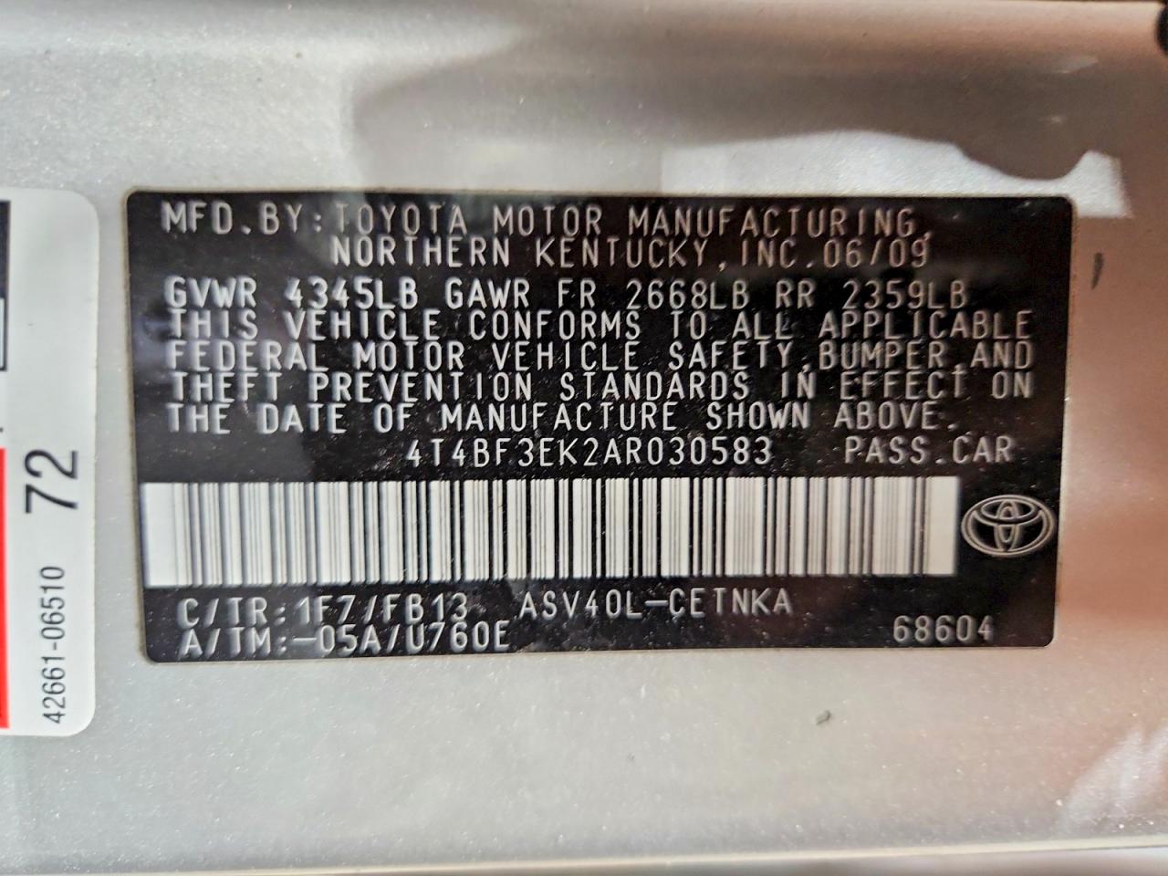 2010 Toyota Camry Le Silver vin: 4T4BF3EK2AR030583