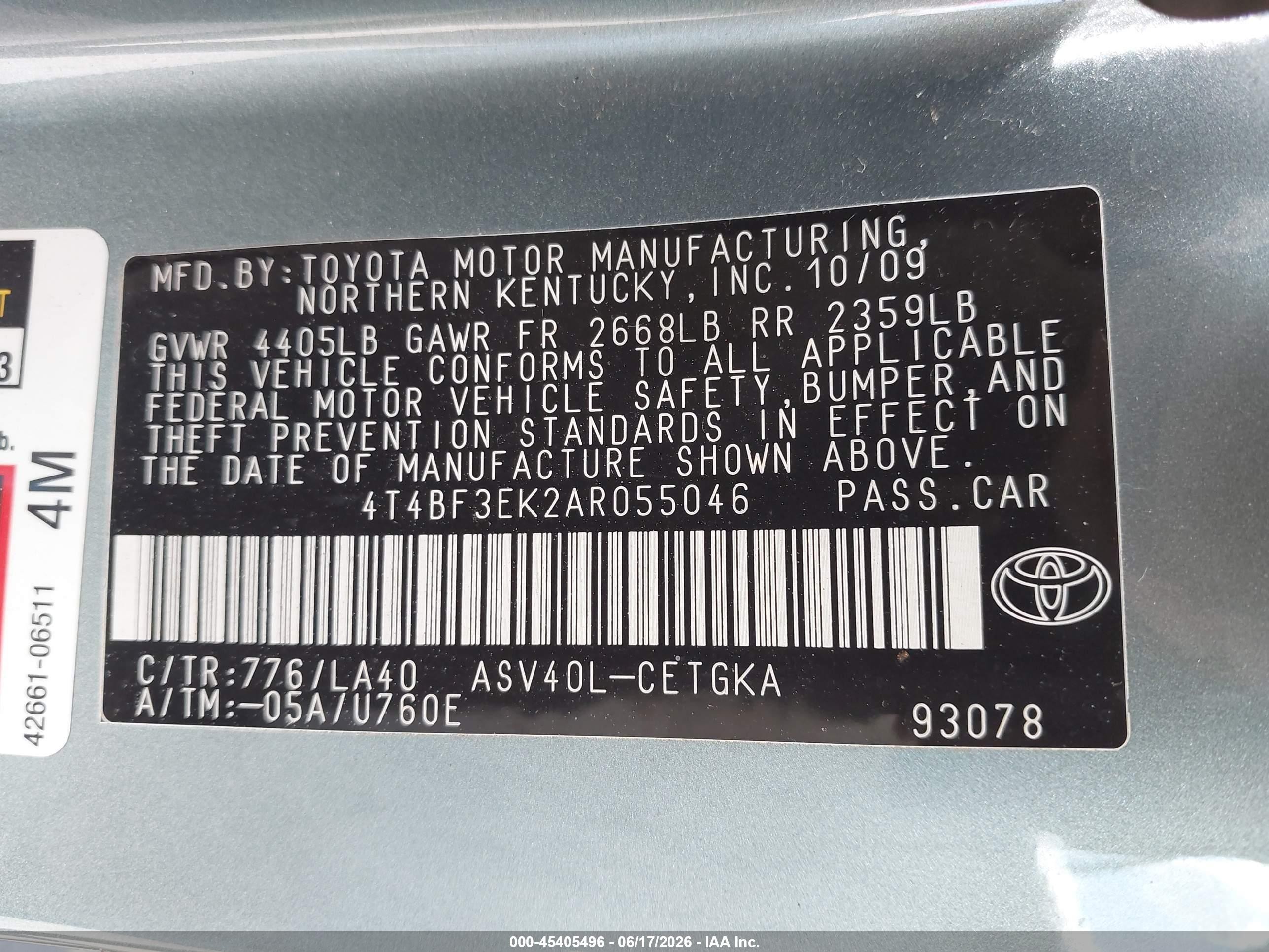 2010 Toyota Camry Xle Зеленый vin: 4T4BF3EK2AR055046